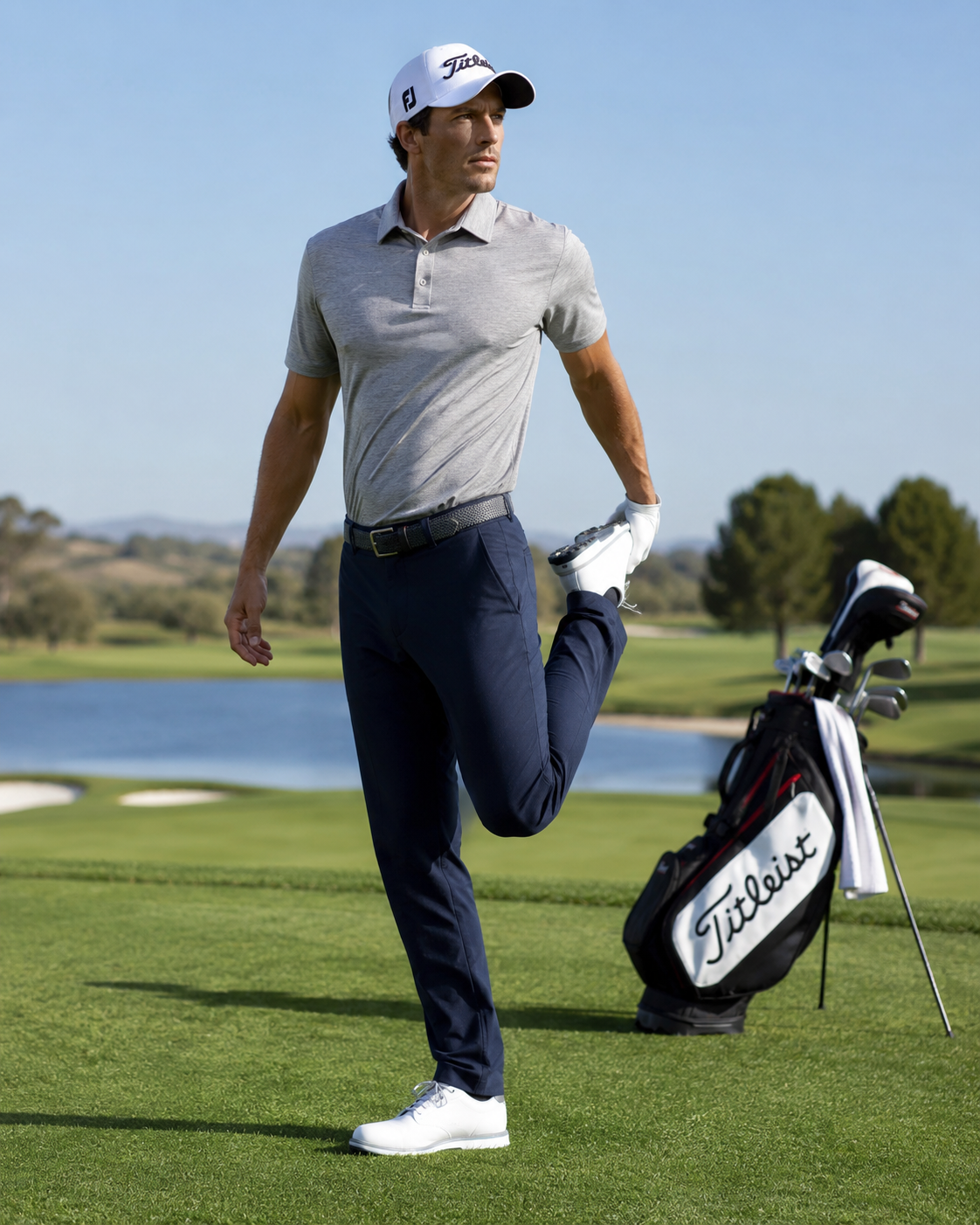 Golfer Stretching before his round of golf