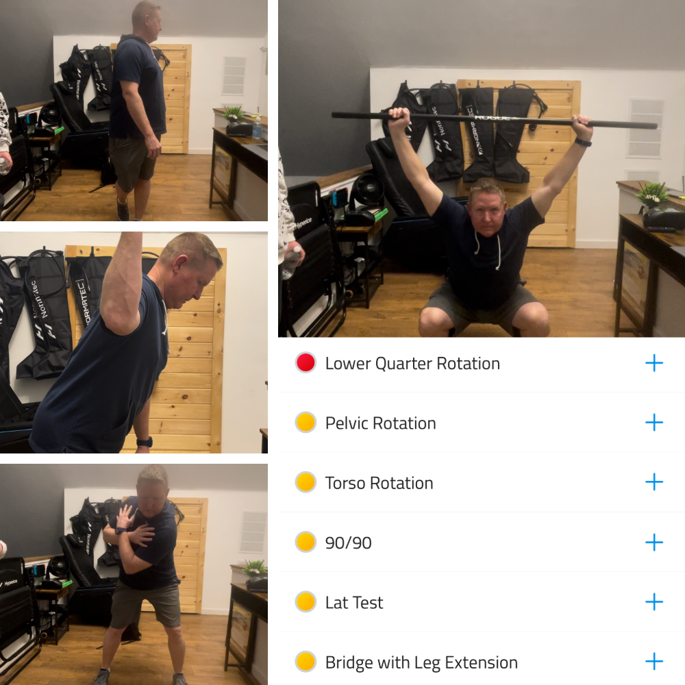 A man going through a golf mobility assessment to improve his golf game.