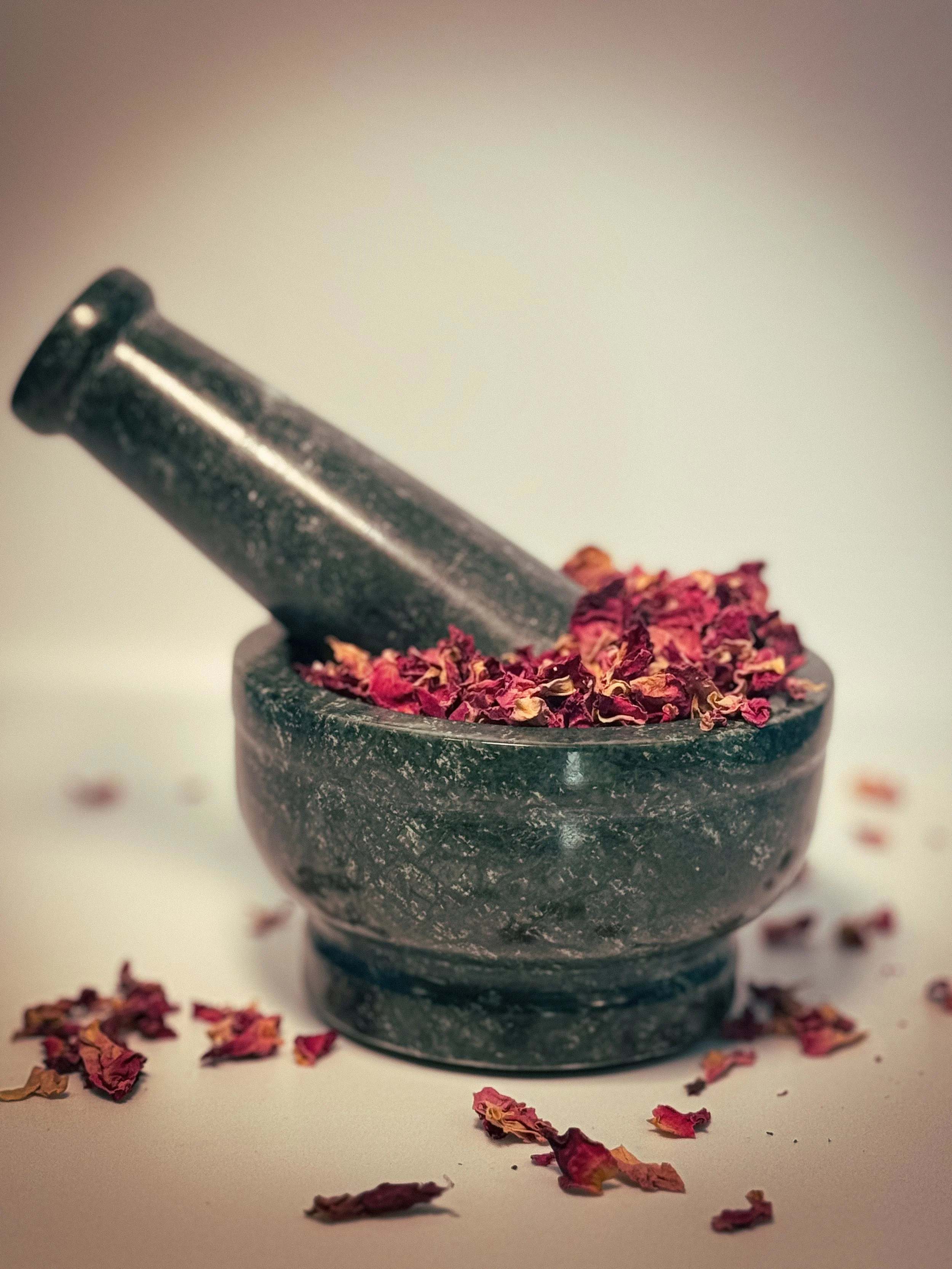 Dark Green Marble Mortar & Pestle