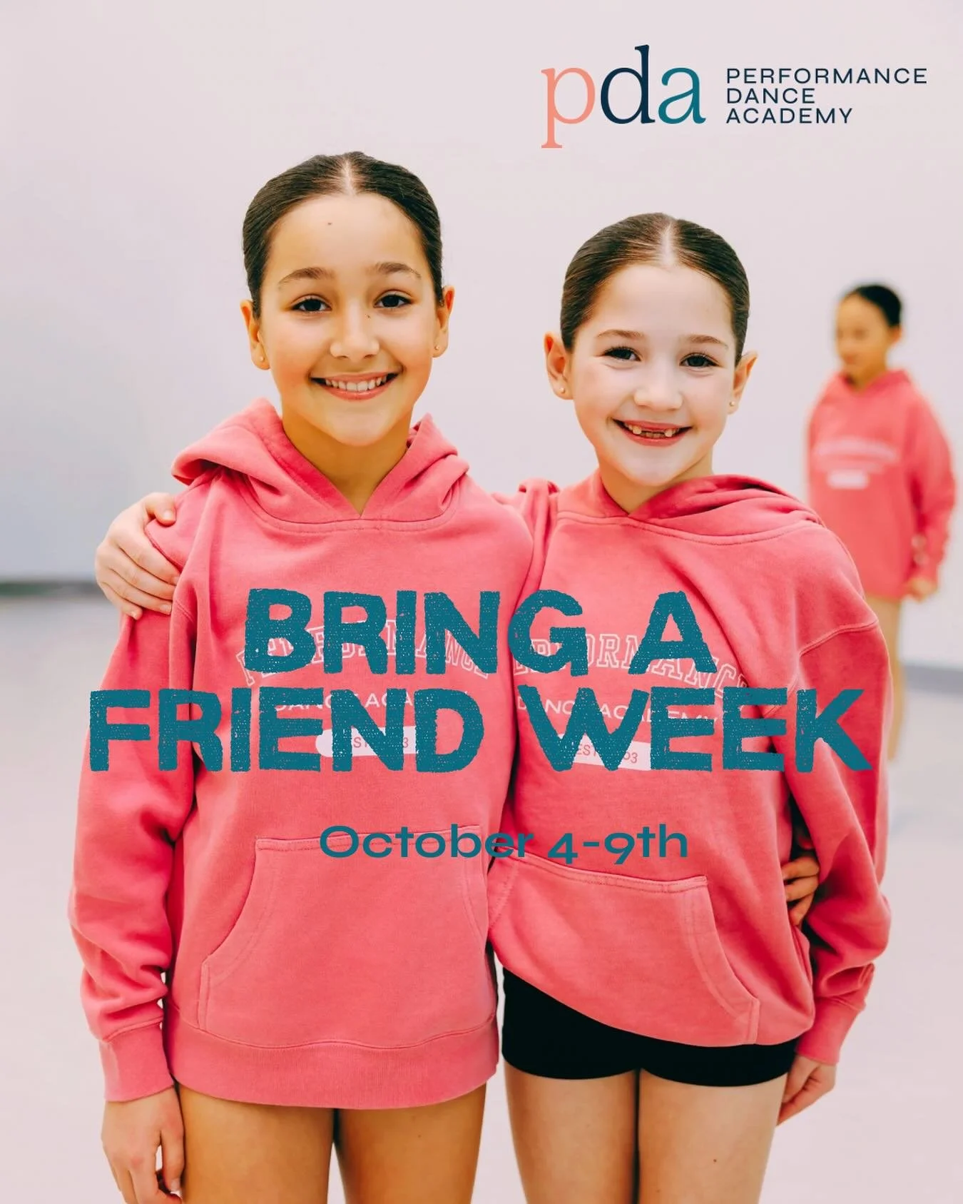 👯✨ It&rsquo;s BRING A FRIEND WEEK at PDA! ✨👯 This weekend kicks off the fun &mdash; PDA dancers can bring a buddy to class and share the magic of dance! 🎶💜

October 4&ndash;9th  
All Academy classes welcome (except Acro 1 &amp; up) No experience 