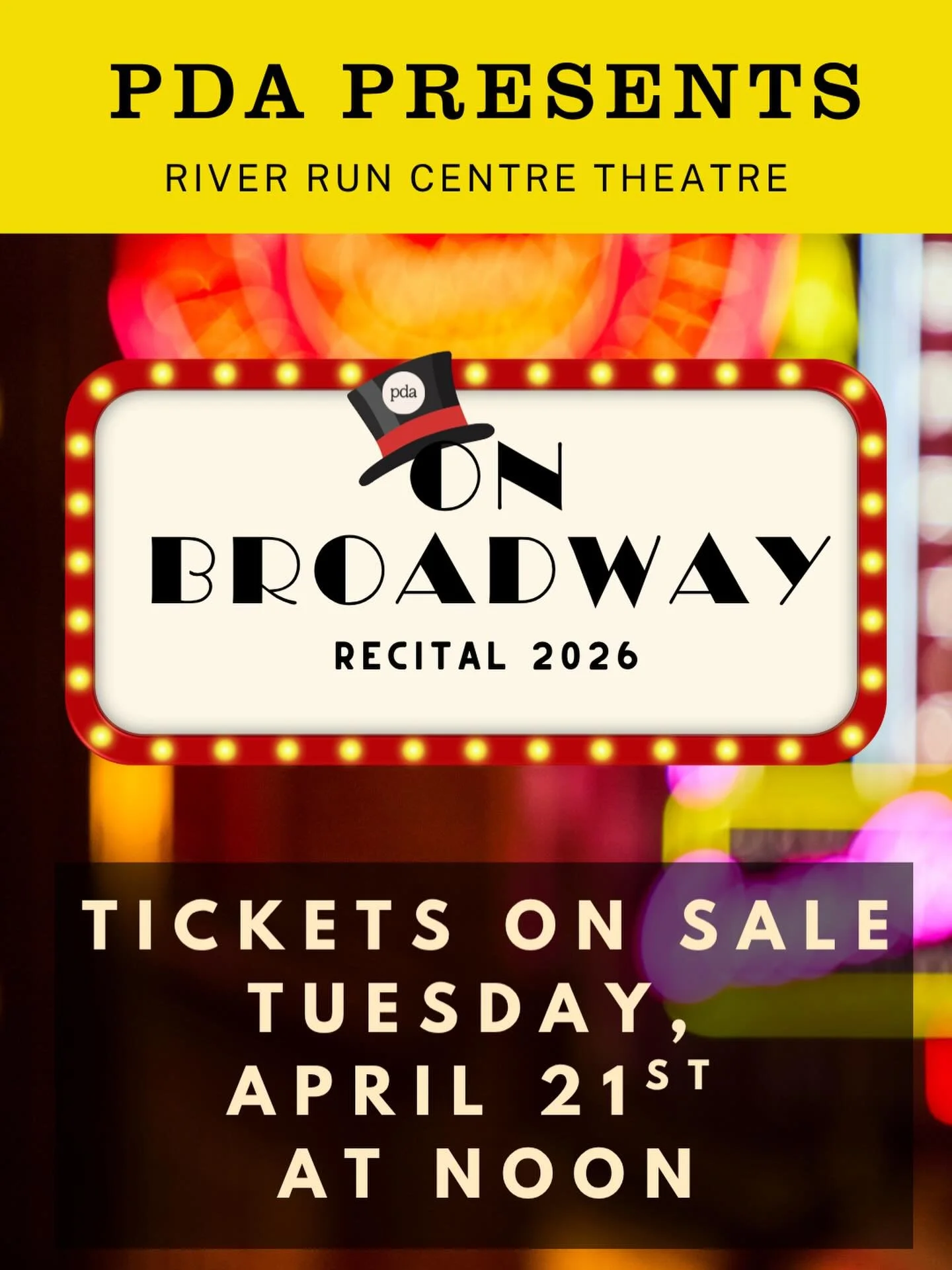 🎟️ RECITAL TICKETS ON SALE 

Mark your calendars! Tickets go on sale Tuesday, April 21st at 12:00 PM through the River Run Centre Box Office, available online, by phone, or in person.

✨ Places, everyone&hellip; it&rsquo;s showtime! 

Performance Da