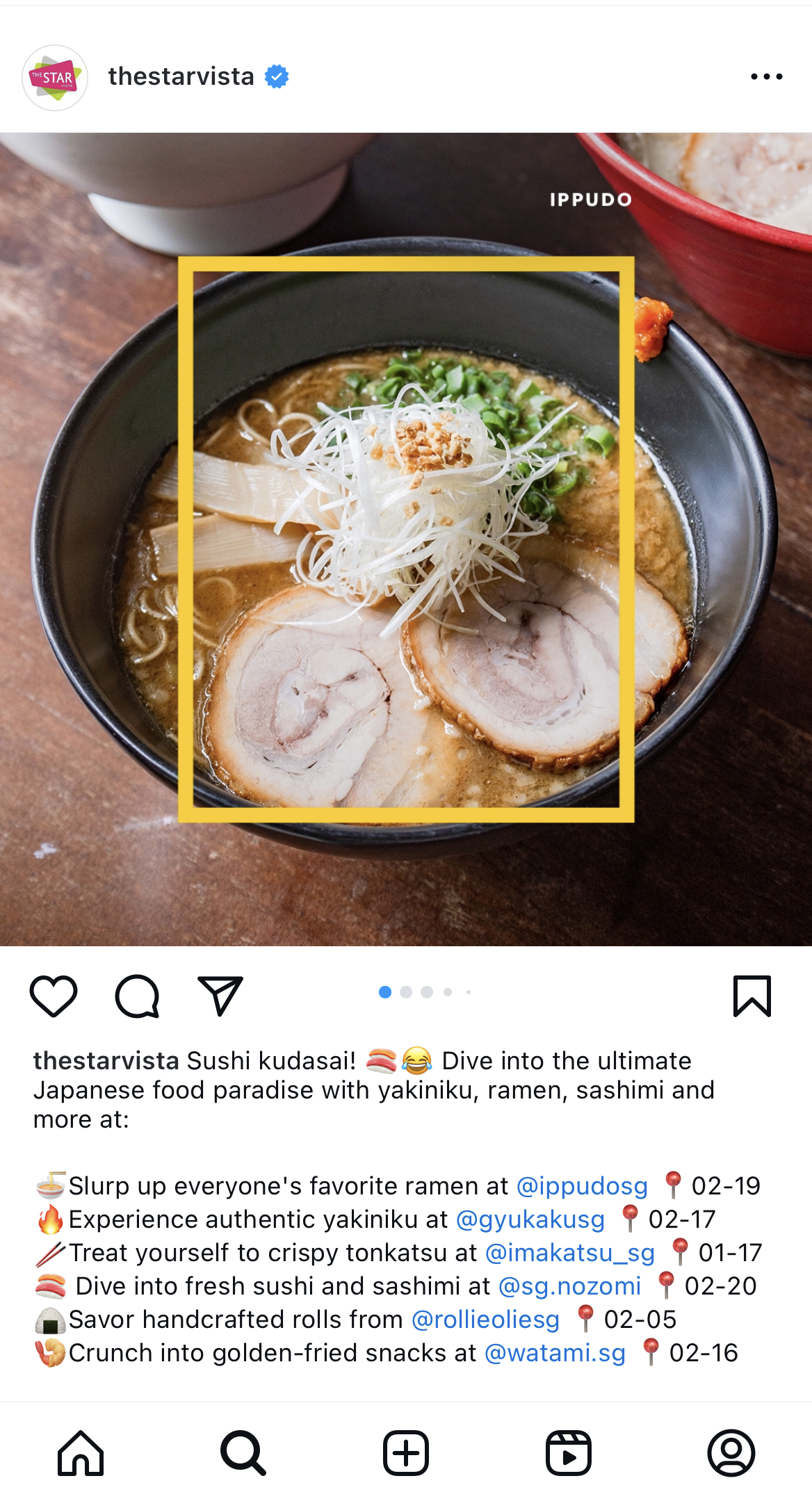 Japanese Food: An Instagram post featuring the best Japanese Cuisine at Star Vista mall.