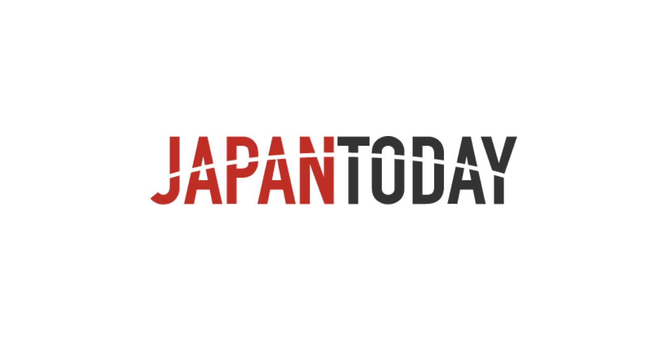 Text graphic with the words 'JAPAN TODAY' where 'JAPAN' is red and 'TODAY' is black, with a horizontal line crossing through both words.