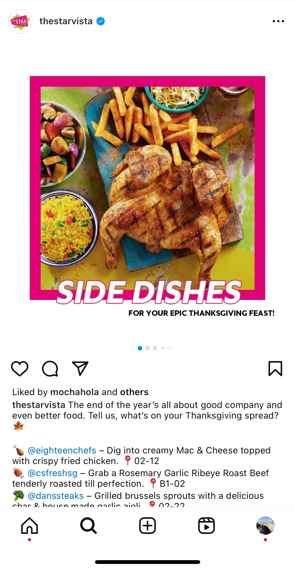 Thanksgiving food at Star Vista Mall