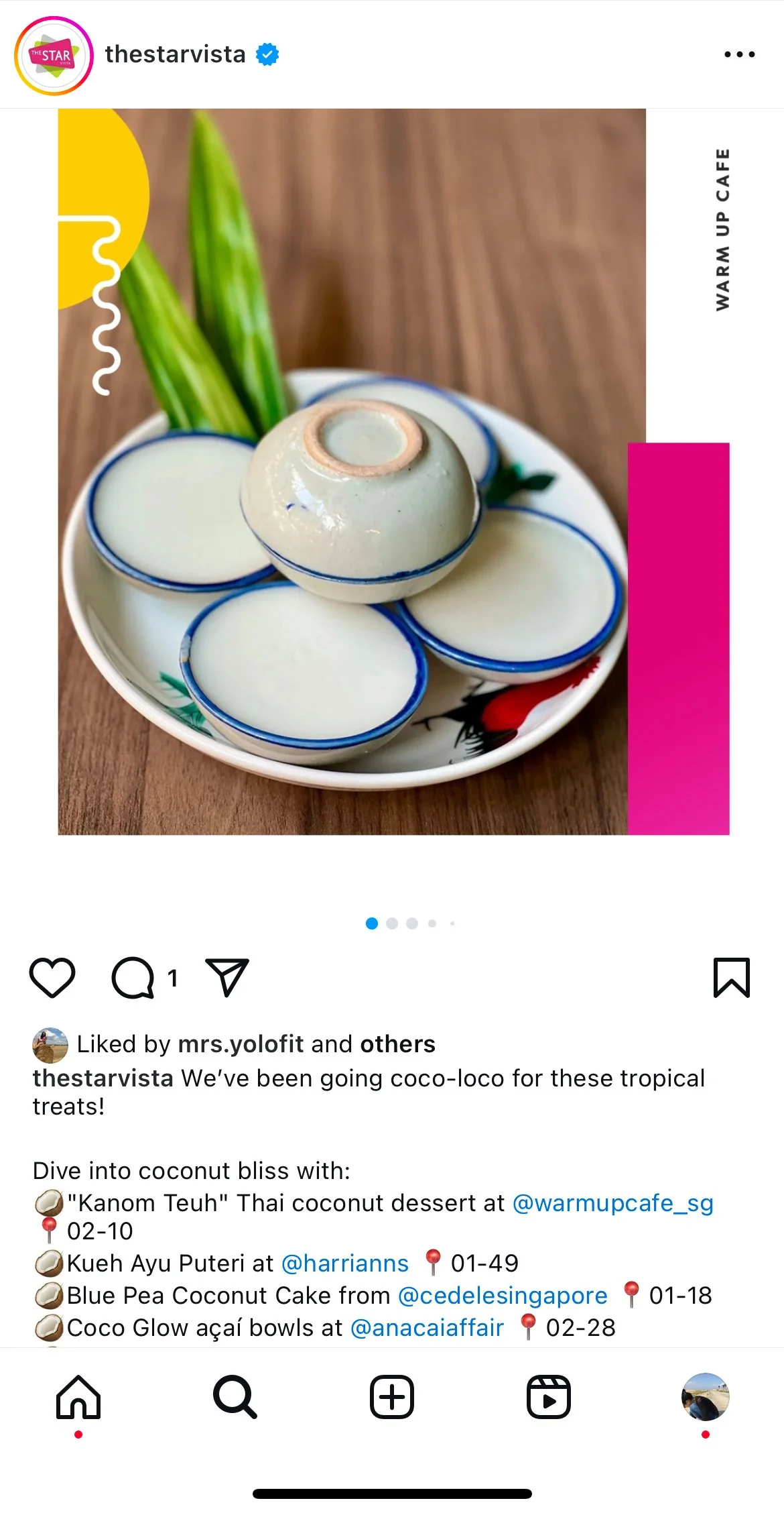 World Coconut Day: An Instagram post showcasing coconut flavoured treats at Star Vista Mall.