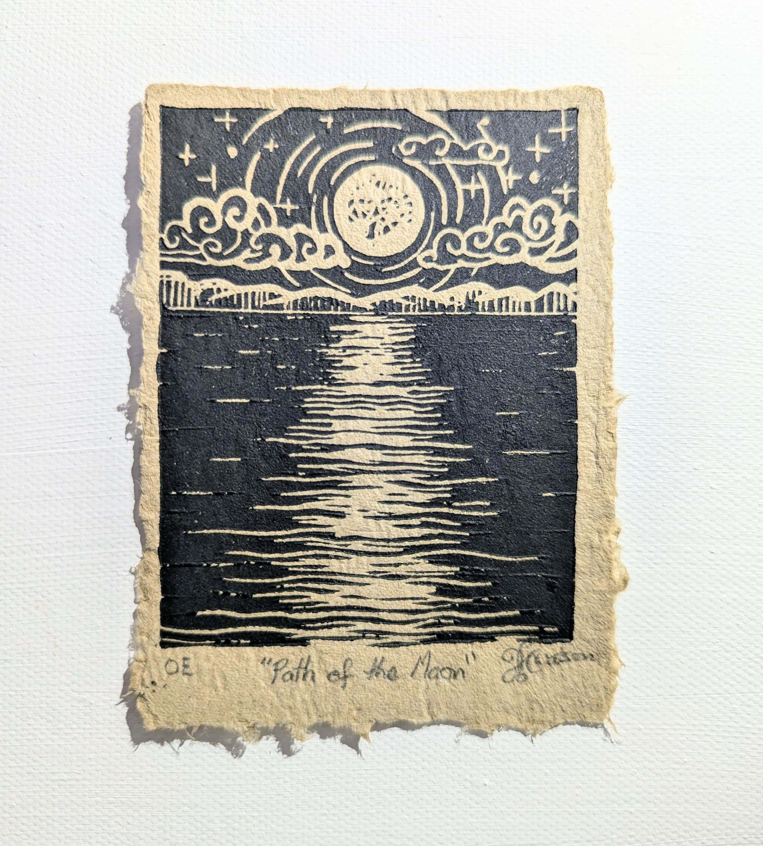 'Path of the Moon' - Linocut print