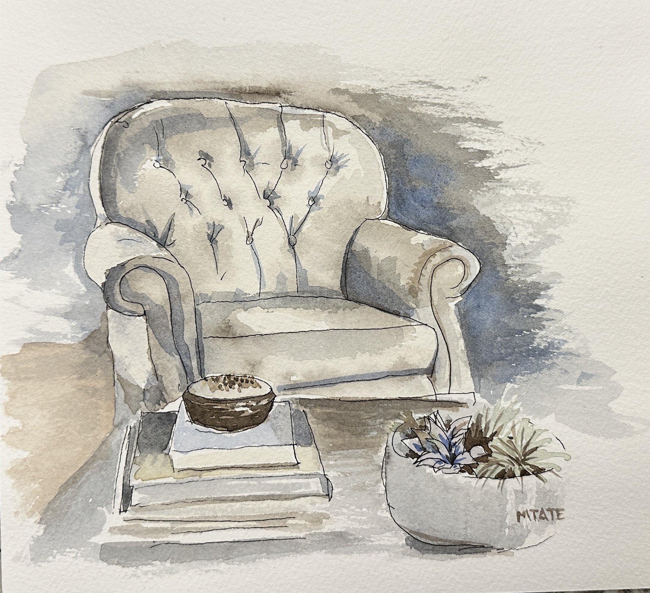 "Favorite Chair", watercolor 2024