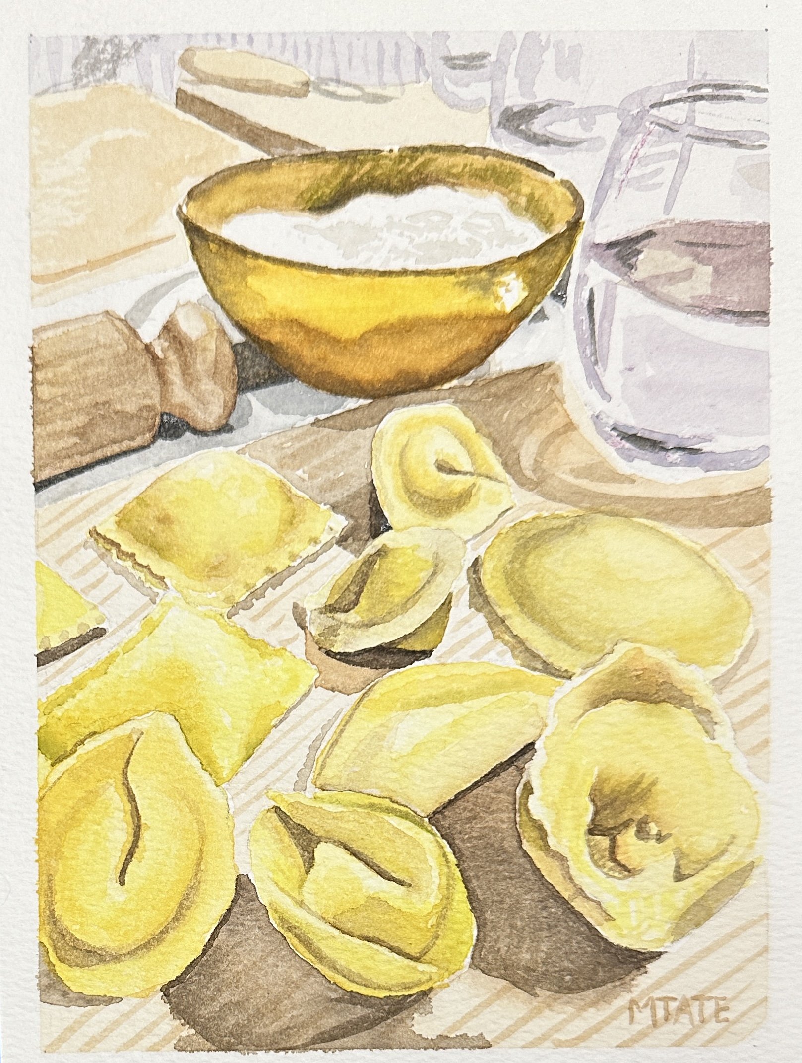 "Pasta Class", watercolor 2024