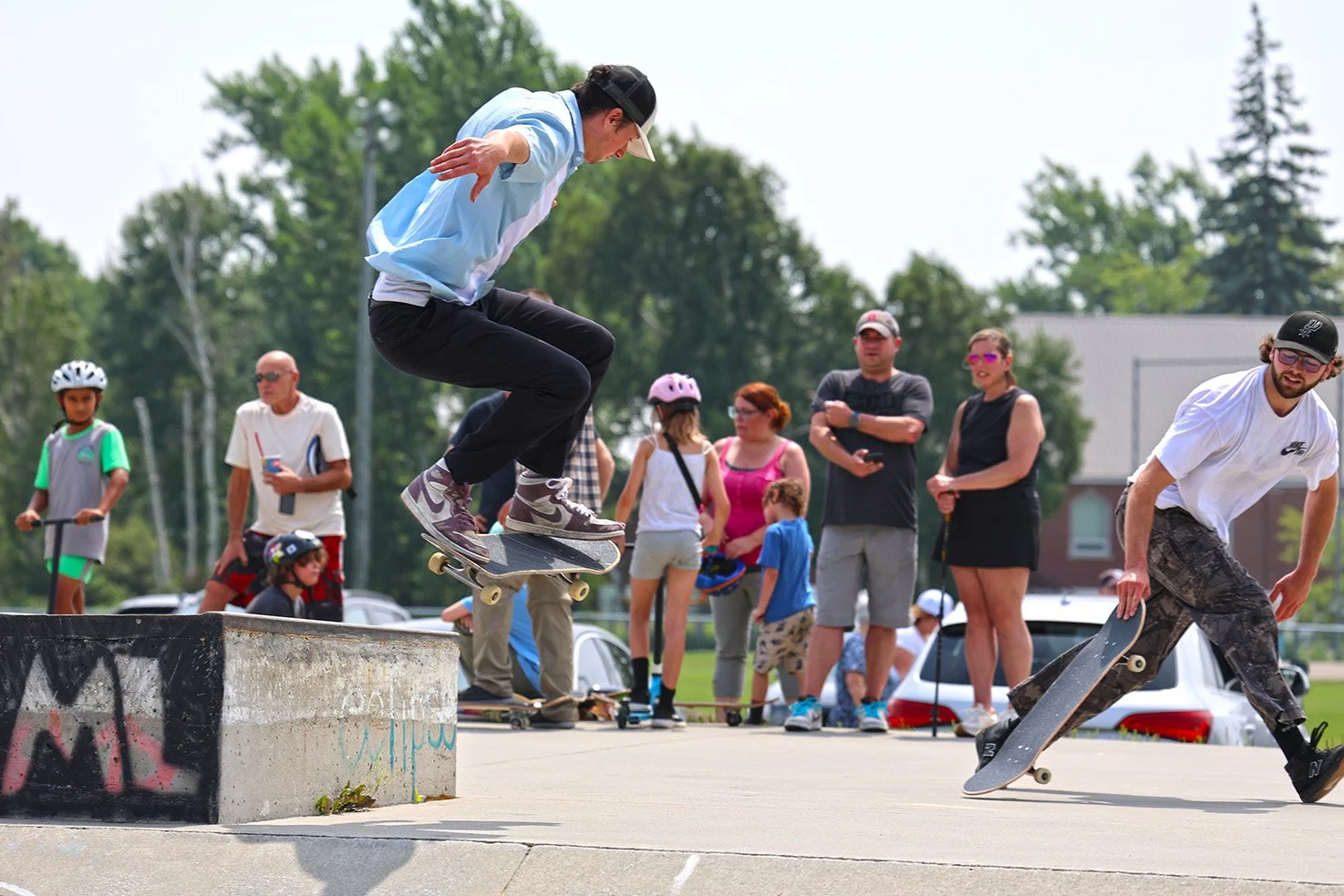 Aidan Taylor wallies off the ledge at the Minnow Lake Skatepark.