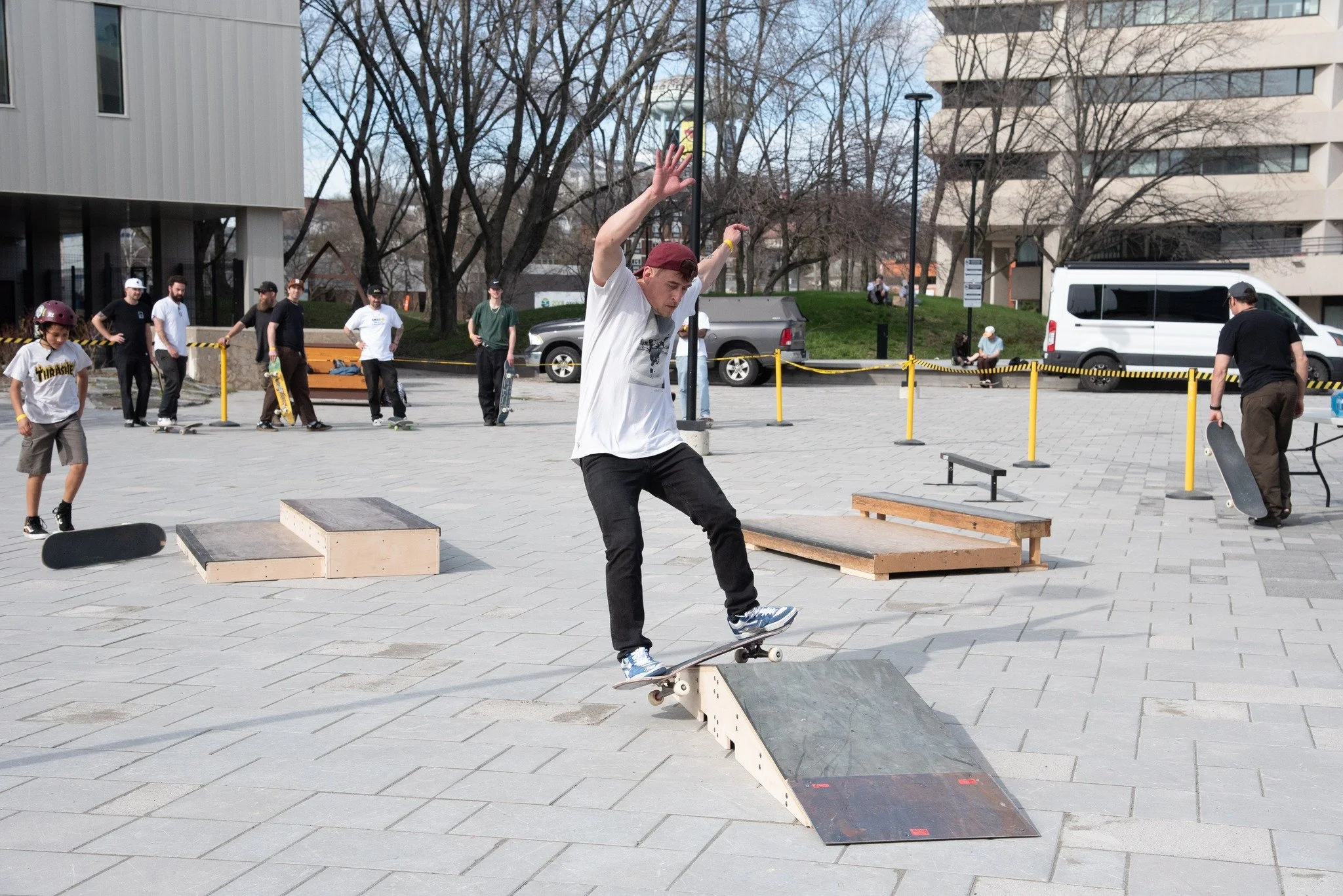 Daniel Kodur slides up the kickers at Tom Davies Square.