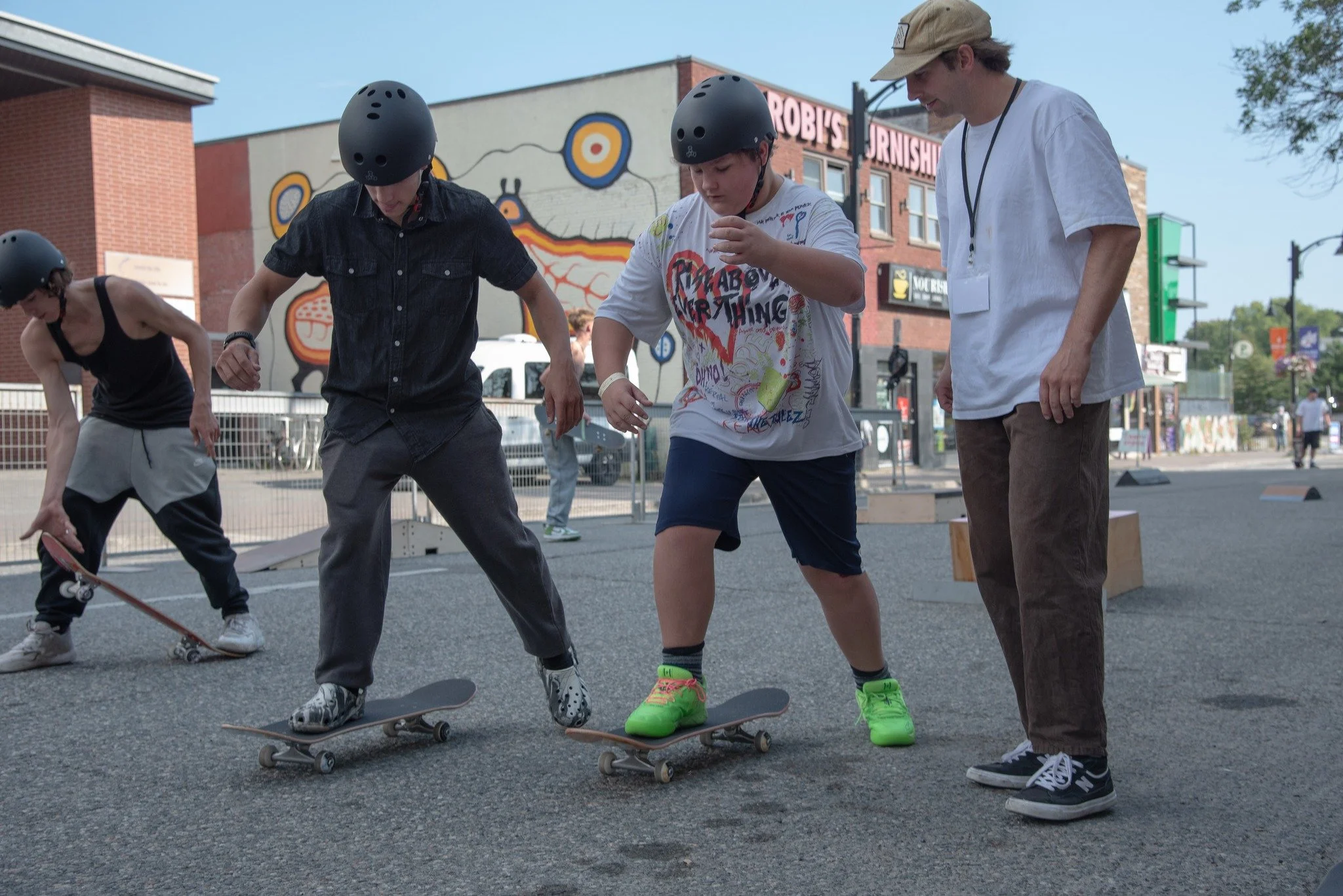 Ollie North Director Jeff Bona instructs youth during a Learn to Skate session in Downtown Sudbury.