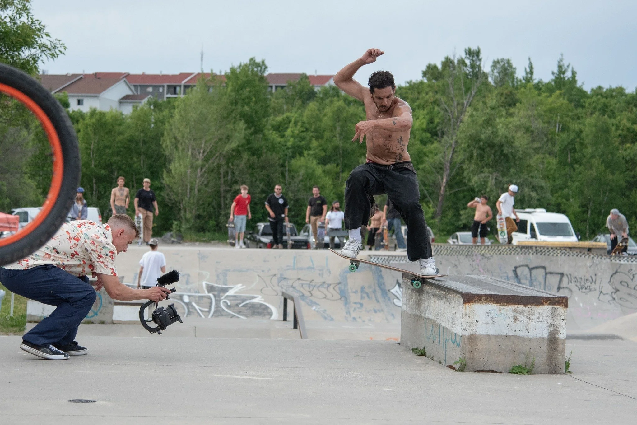 Brennan Gregoire hits the ledge at the Minnow Lake Skatepark during Go Skate Day 2024