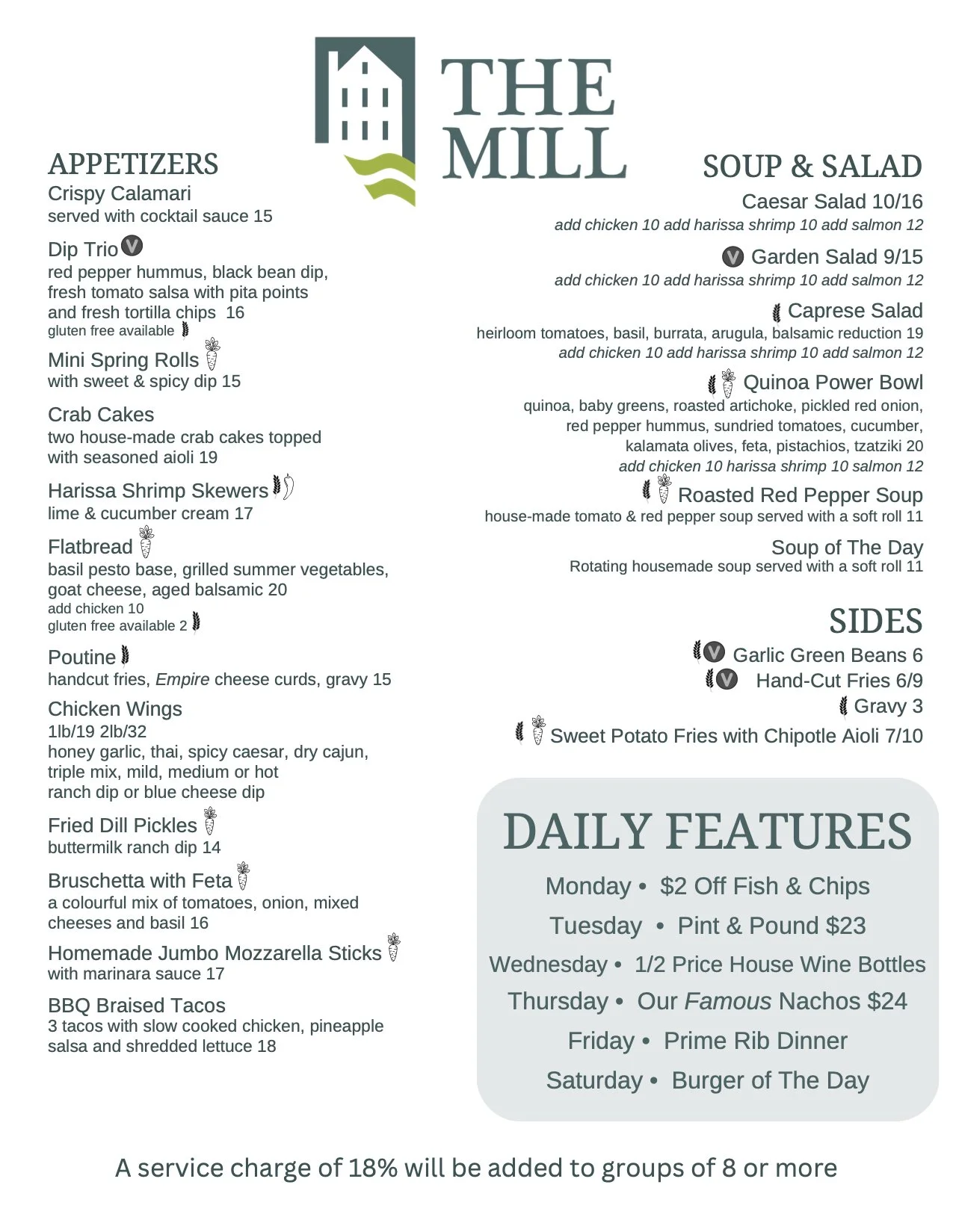 The Mill Restaurant Summer Menu