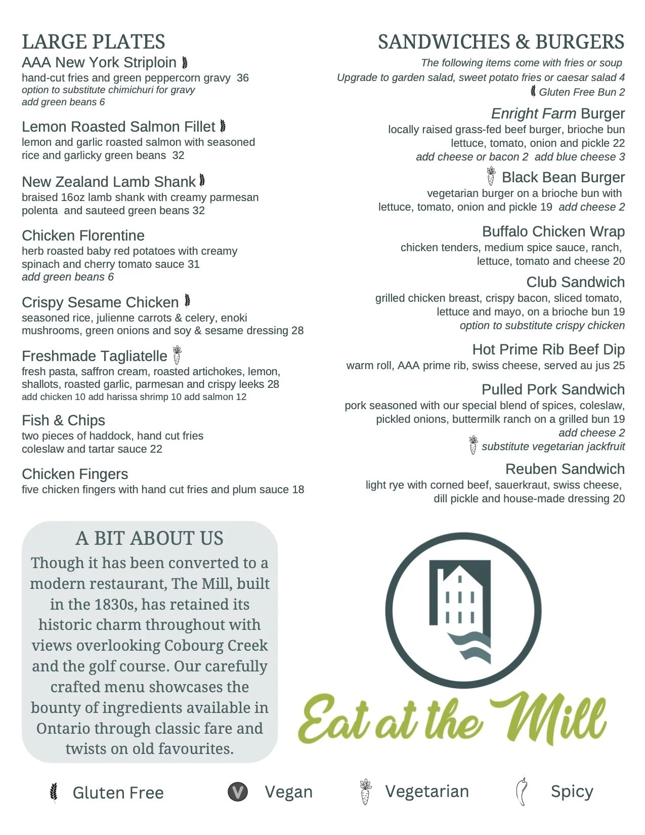 The Mill Restaurant Summer Menu Page 2