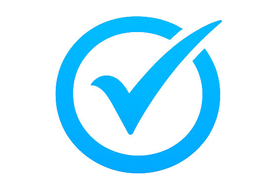 Blue check mark inside a circle representing approval or completion.