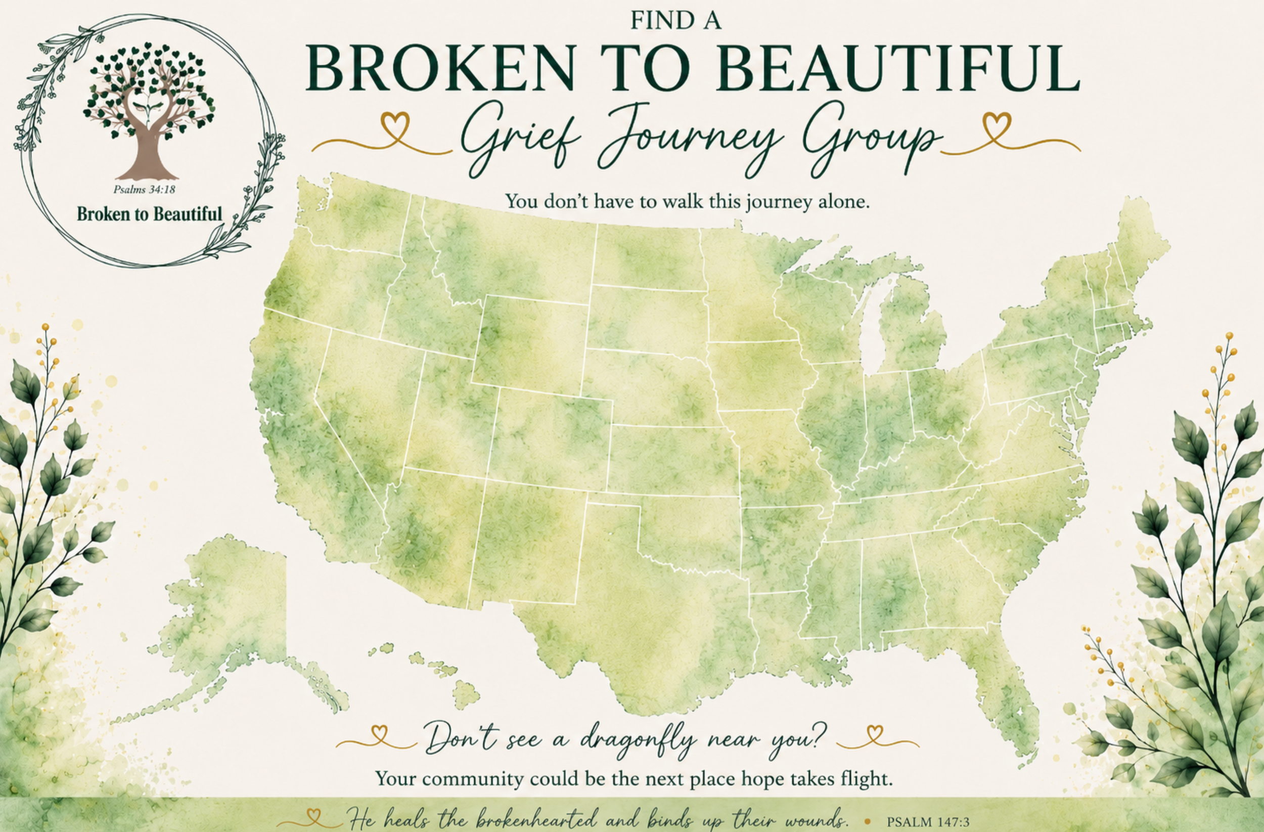 Broken to Beautiful Support Group Map