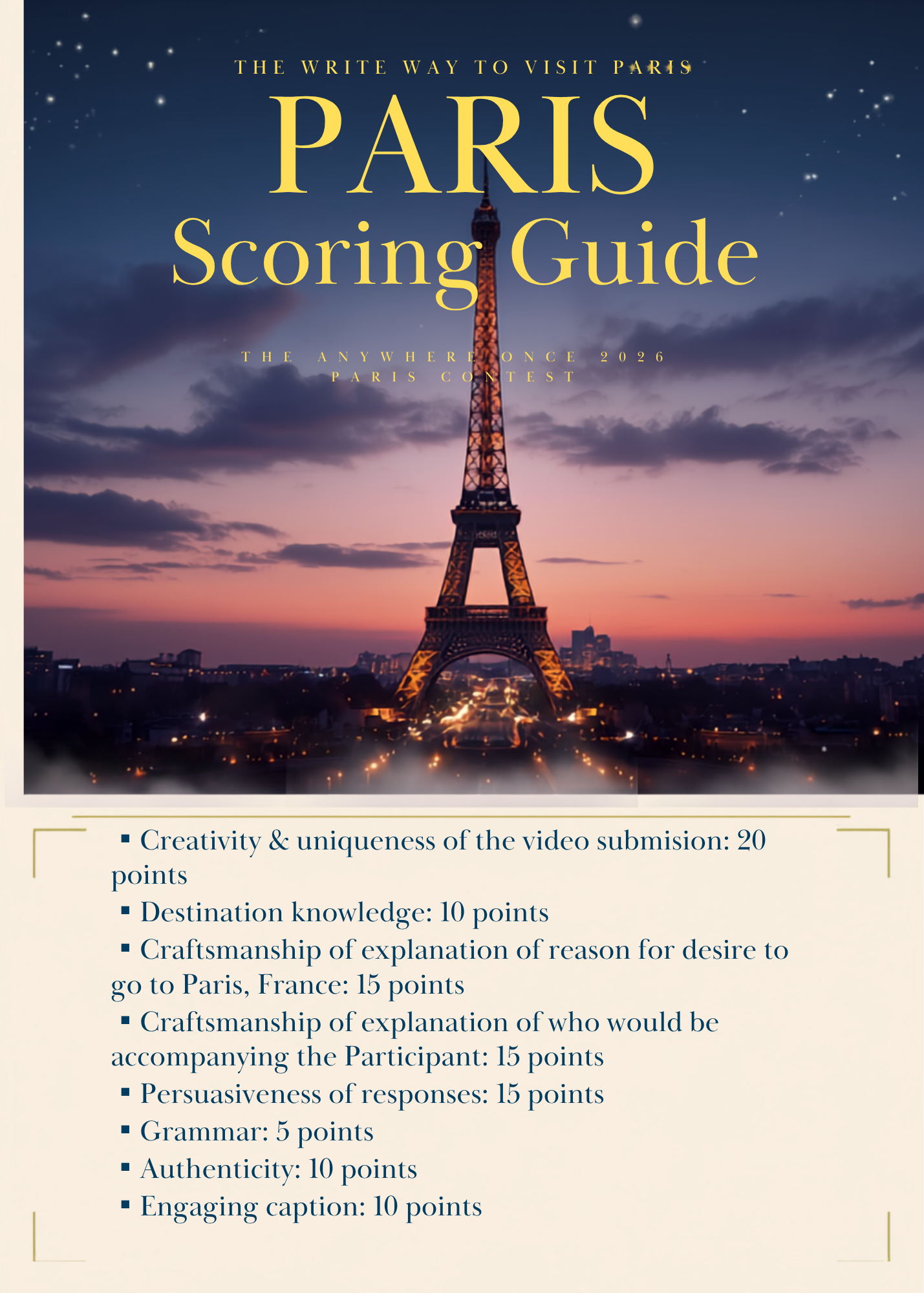 The Write Way To Visit Paris Judging Rubric