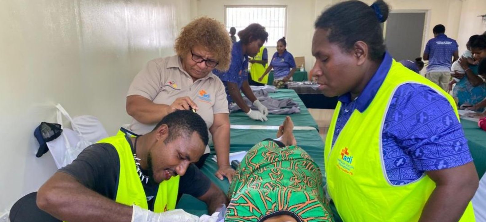 Health workers undergoing implant insertion practical sessions in Manus Province under the supervision of clinical supervisor