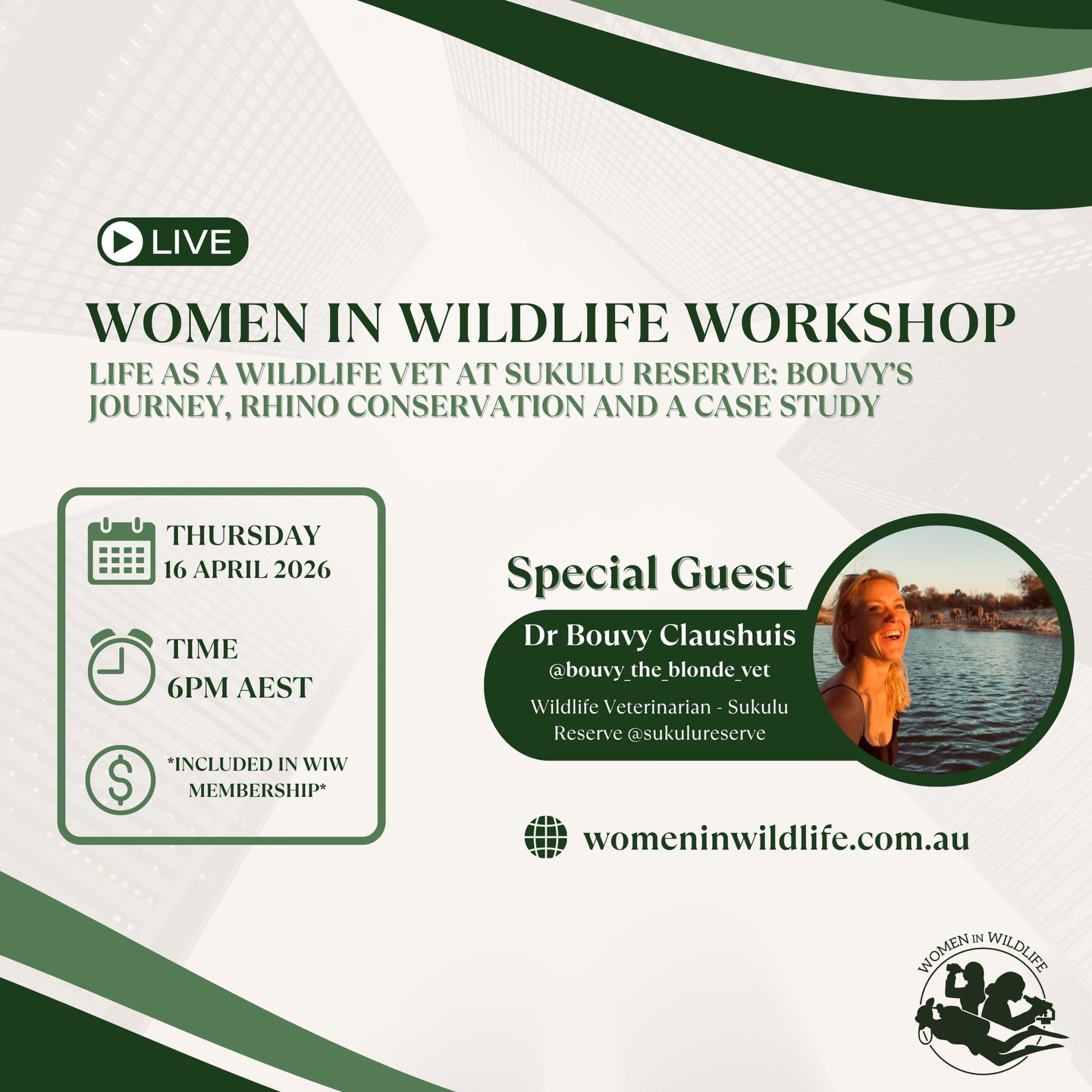 Ever wondered what it&rsquo;s really like to be a wildlife vet in Africa? 🦏🌿

We&rsquo;re sitting down with Dr Bouvy Claushuis @bouvy_the_blonde_vet to talk about her journey and work at Sukulu Reserve in Zambia @sukulureserve , from rhino conserva