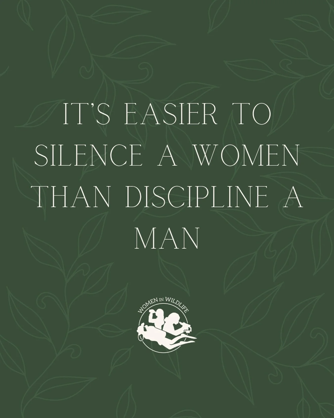 Unfortunately a common practice in male dominated leadership. Keep using your voice to advocate for women and wildlife 🩷

#womeninwildlife #womensrights #womeninstem #wildlife #wildlifeconservation
