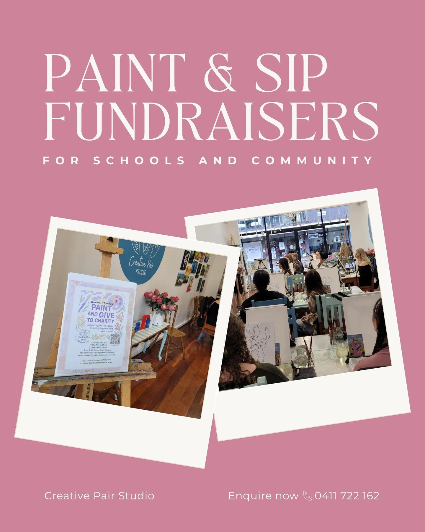Looking for an easy way to raise funds for your school, club or community group? 🎨

Host a Paint &amp; Sip Fundraiser with Creative Pair and turn your next event into a relaxed, social experience everyone will love

▫️ 2 hour guided painting session
