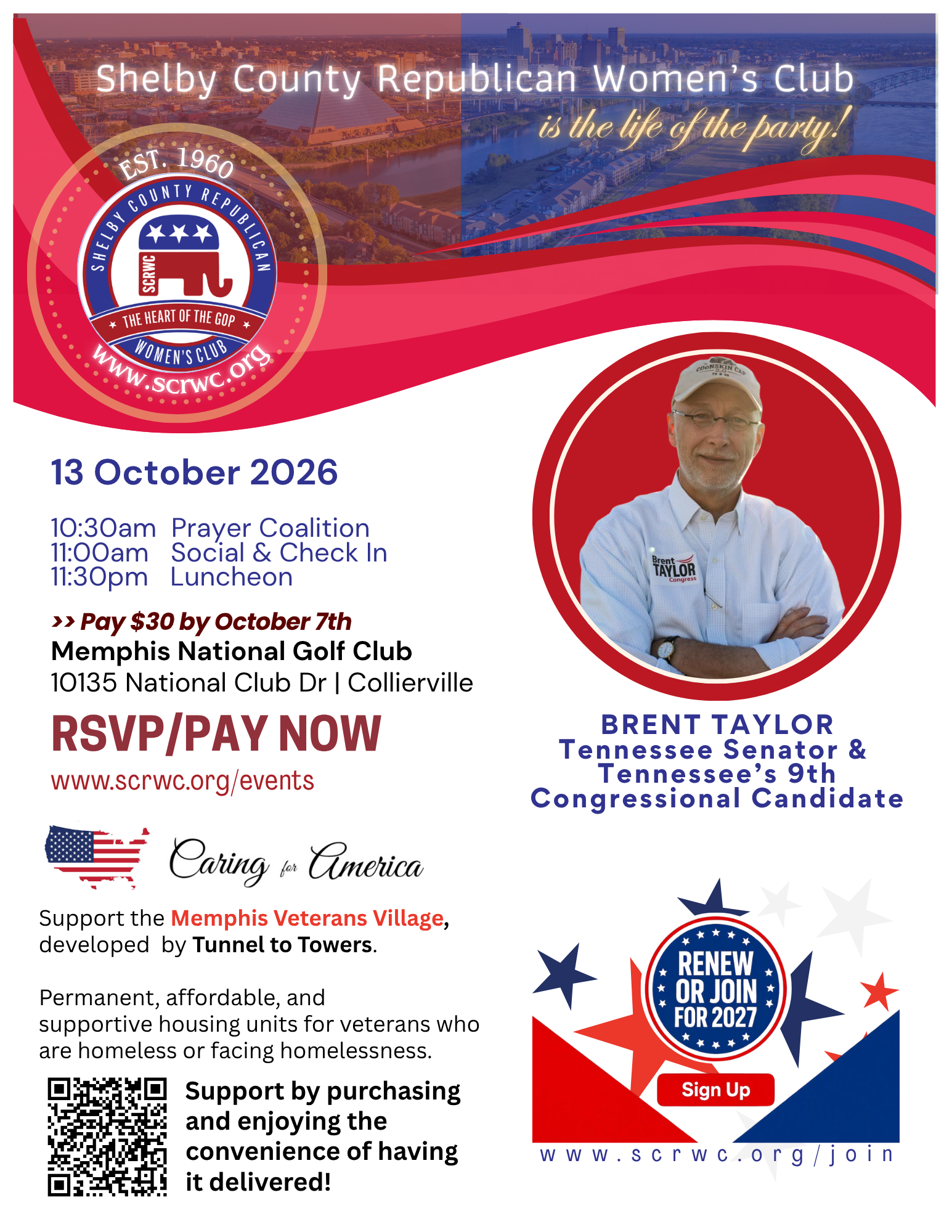 October Luncheon with TN Senator &amp; 9th District Candidate Brent Taylor