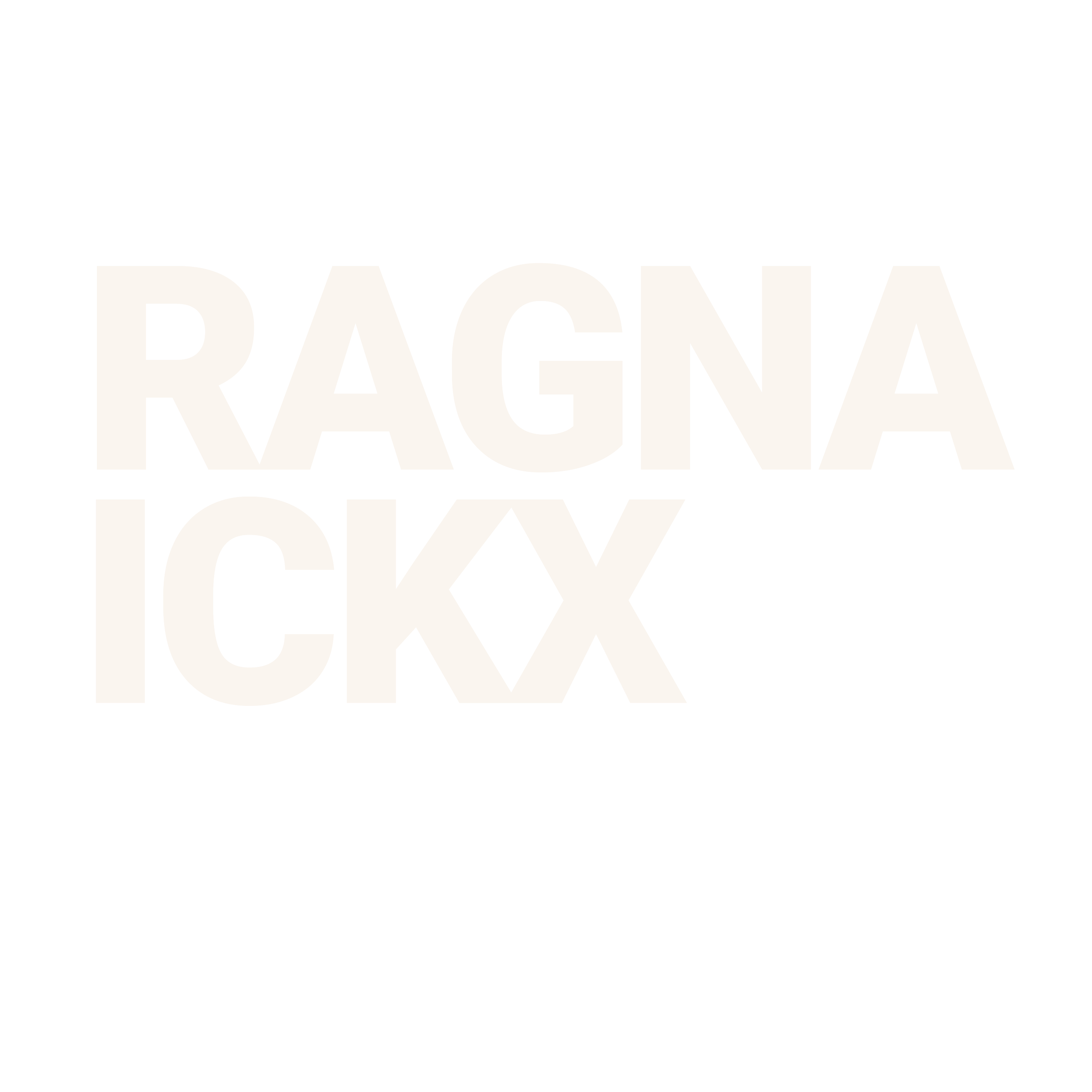 Tekst op zwarte achtergrond dat zegt 'RAGNA ICKX' in grote, witte letters.