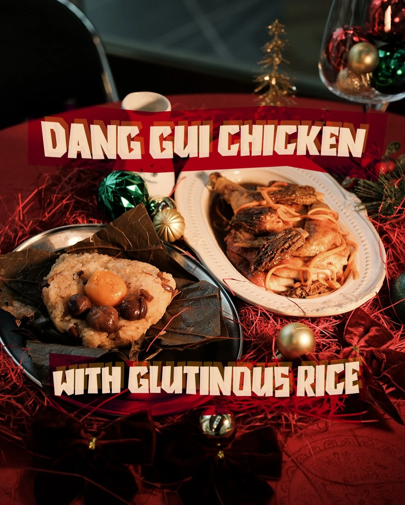 Taste the warmth of tradition for the festive table.
Our Dang Gui Chicken with Glutinous Rice is slow-cooked with nourishing dang gui jus, morel, cordyceps, salted egg yolk, chestnut, and peanut &mdash; deeply comforting and quietly indulgent.

A dis