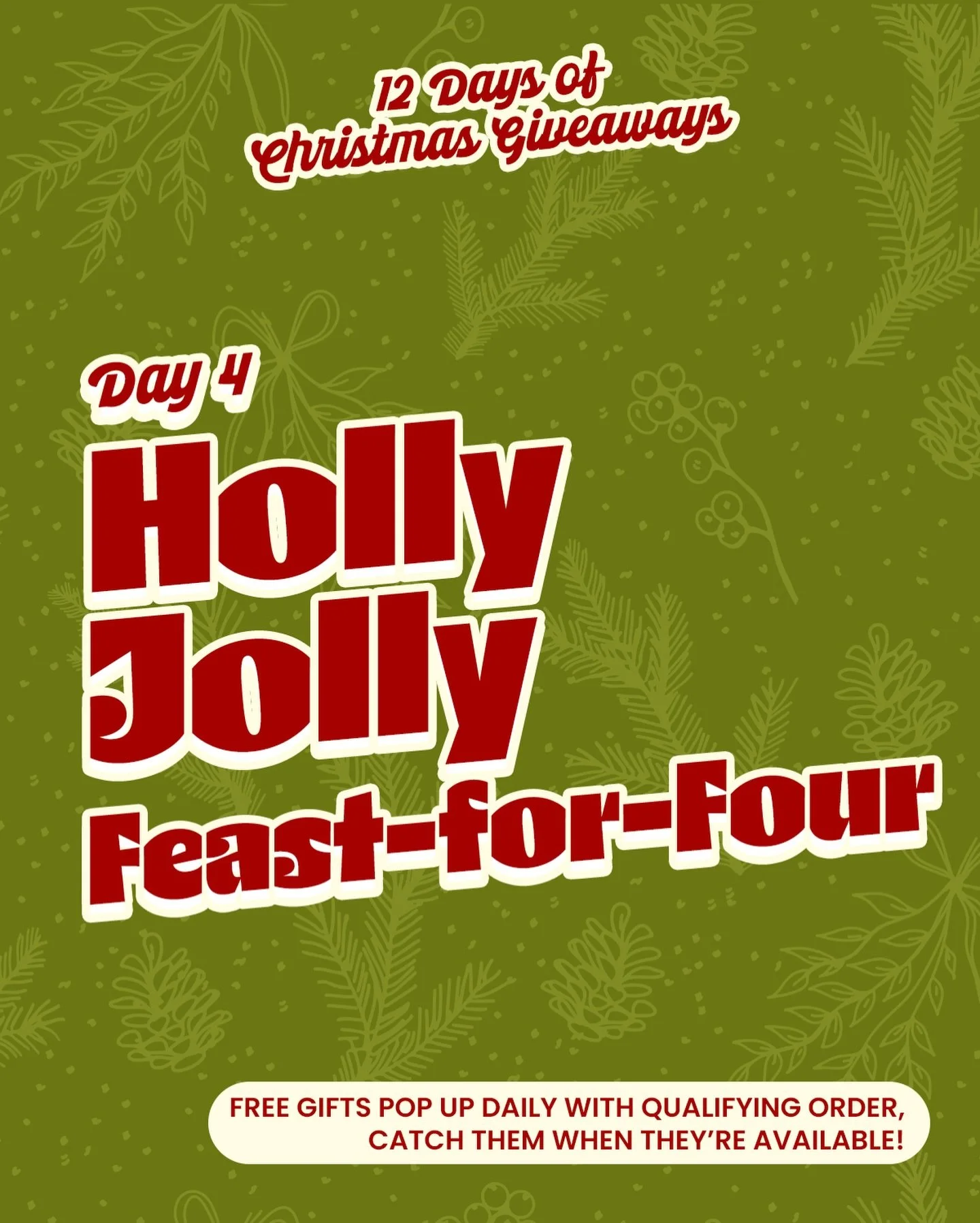 A Little Something Extra

Day 4 of our festive giveaway.
Dine in today and stand a chance to receive a complimentary surprise.

Limited and given by chance to selected guests.

#12DaysOfChristmas
#12DaysOfChristmasSG
#FestiveDining
#SeasonOfGiving
#H