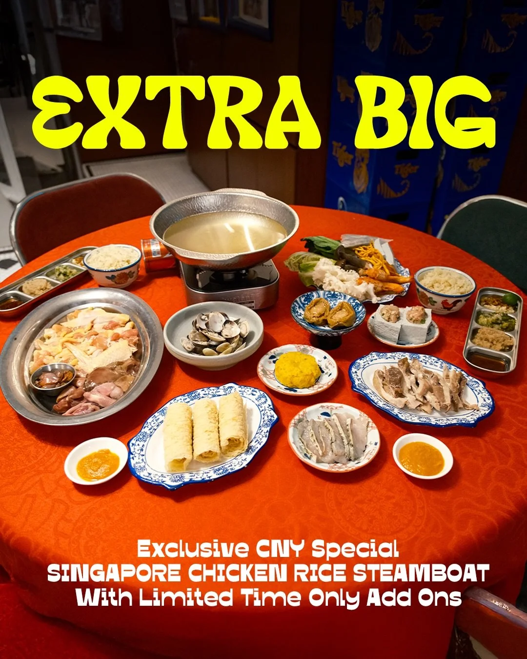 🧧 CNY SPECIAL 🧧
Our Singapore Chicken Rice Steamboat with limited-time festive add-ons you won&rsquo;t find any other time of year.

Prosperity, abundance, and a whole lot of chicken rice energy.