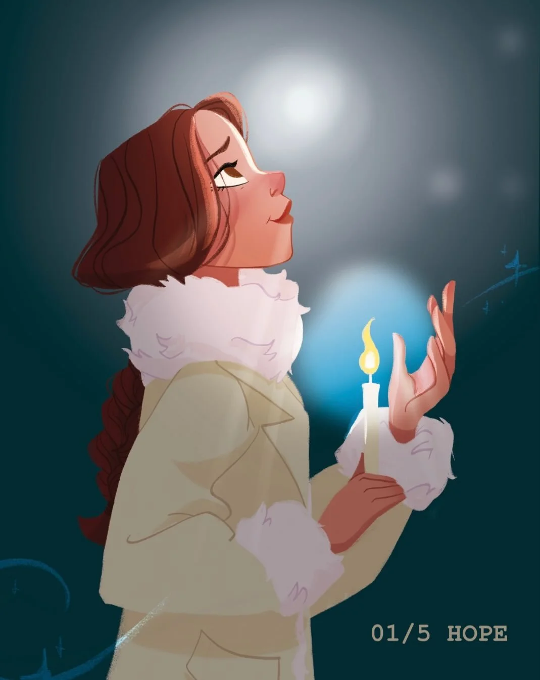 Time to light the first Advent candle &mdash; the small, brave light of hope 🕯️✨ That&rsquo;s why this illustration is mostly dark, one spark illuminating everything.

This illustration is the first in my Advent series that I&rsquo;ll be sharing ove