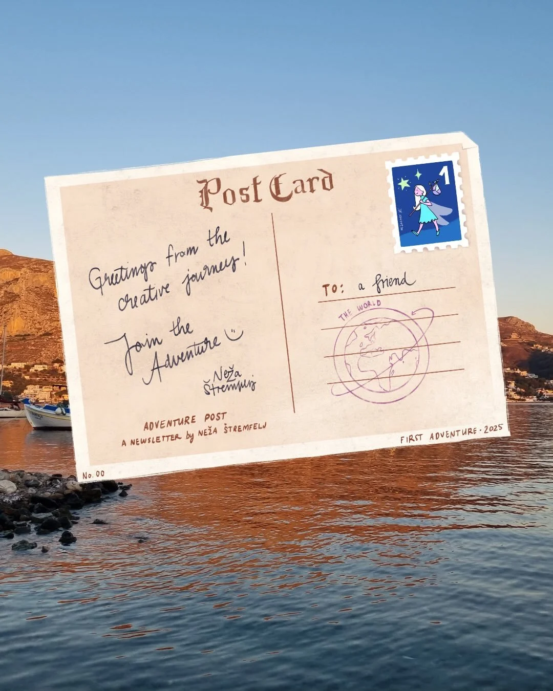 I&rsquo;m sending postcards again. ✨

But this time&hellip; to your inbox.

Introducing Adventure Post, my new monthly newsletter &mdash; a postcard from my creative journey. Expect sketchbook moments, behind-the-scenes peeks, stories, early project 