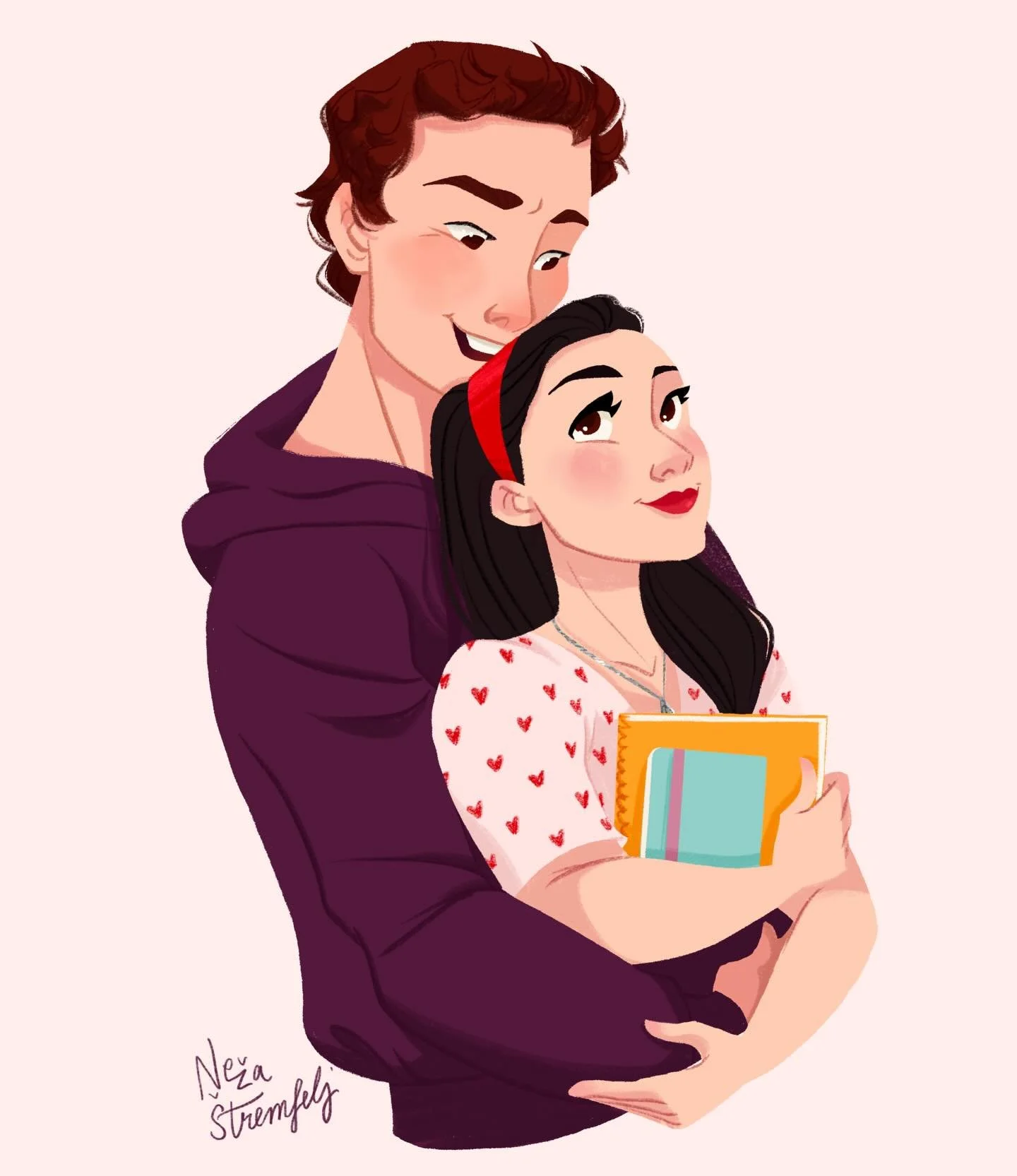 One of the daily sketches I finished ✨ 

I created a prompt database for myself to randomly pick a topic each day, so if you have any suggestions for future prompts, drop them in the comments 👇😊 

Today, it&rsquo;s LJ and Peter from To All the Boys