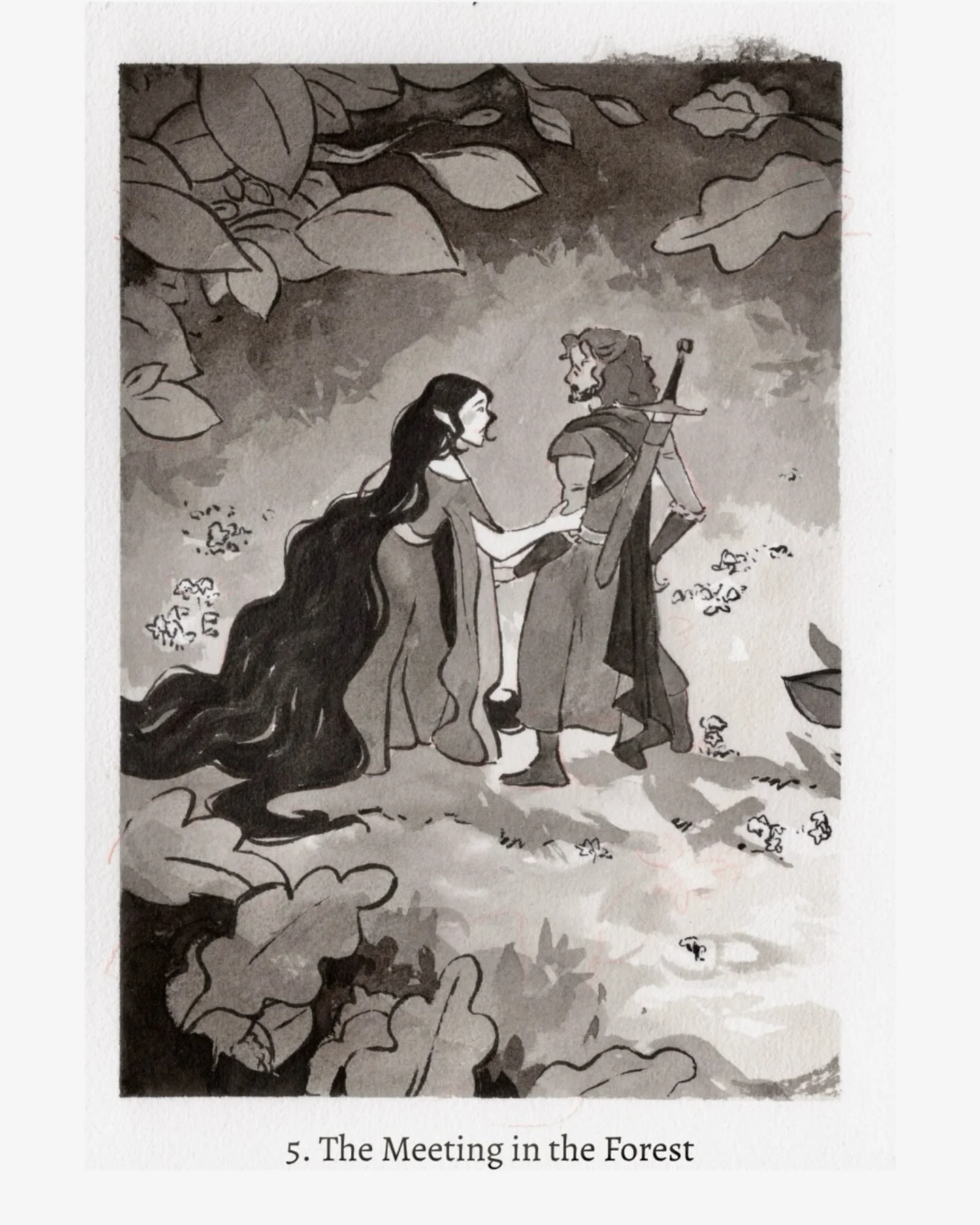 Inktober day 5: The Meeting in the Forest 💕

Two people who should never have met - a mortal outlaw &amp; an elven princess. The meeting that set the whole story in motion.