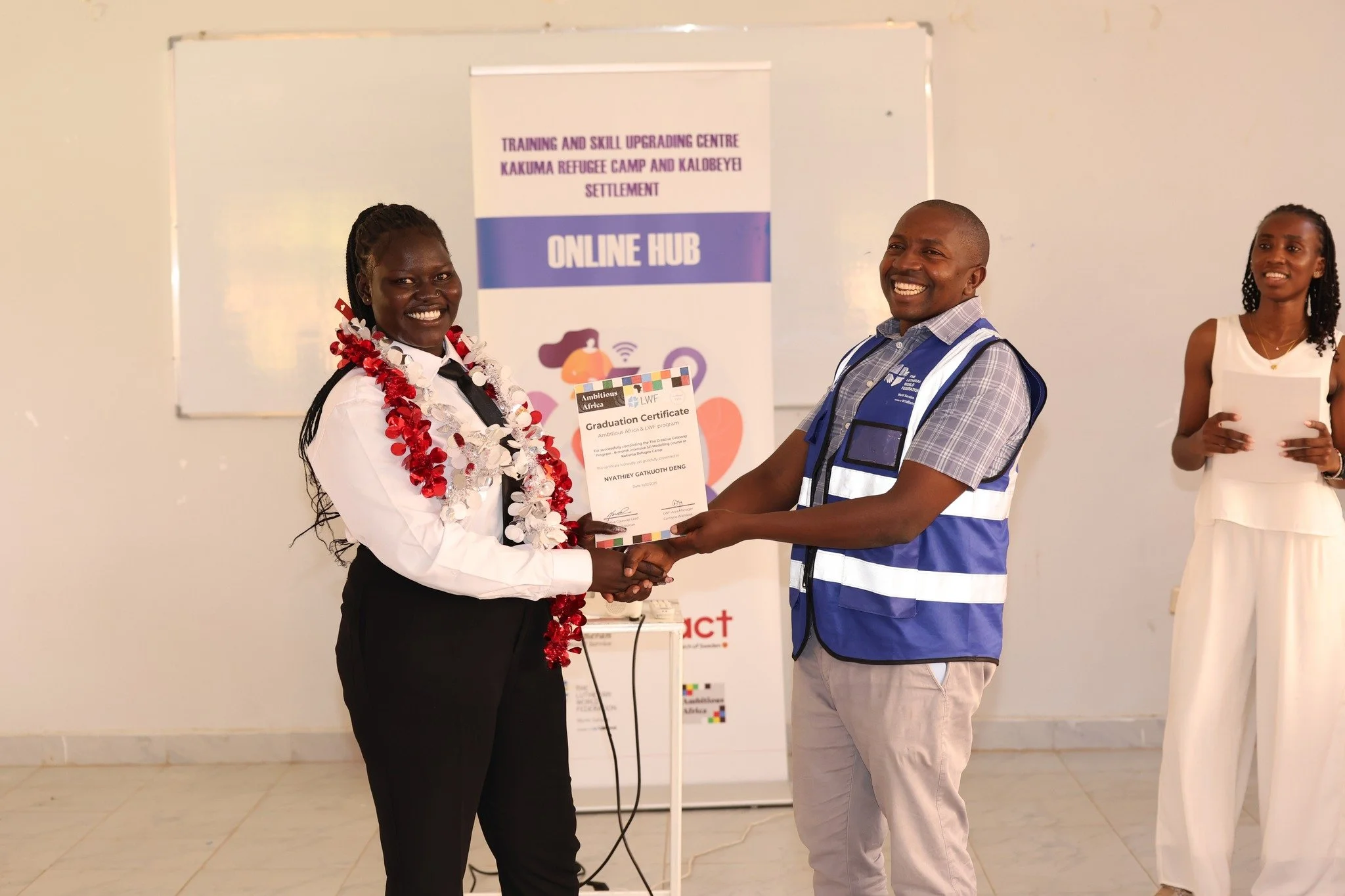 a 3D modelling refugee youth from Kakuma graduating at the Creative Gateway Program