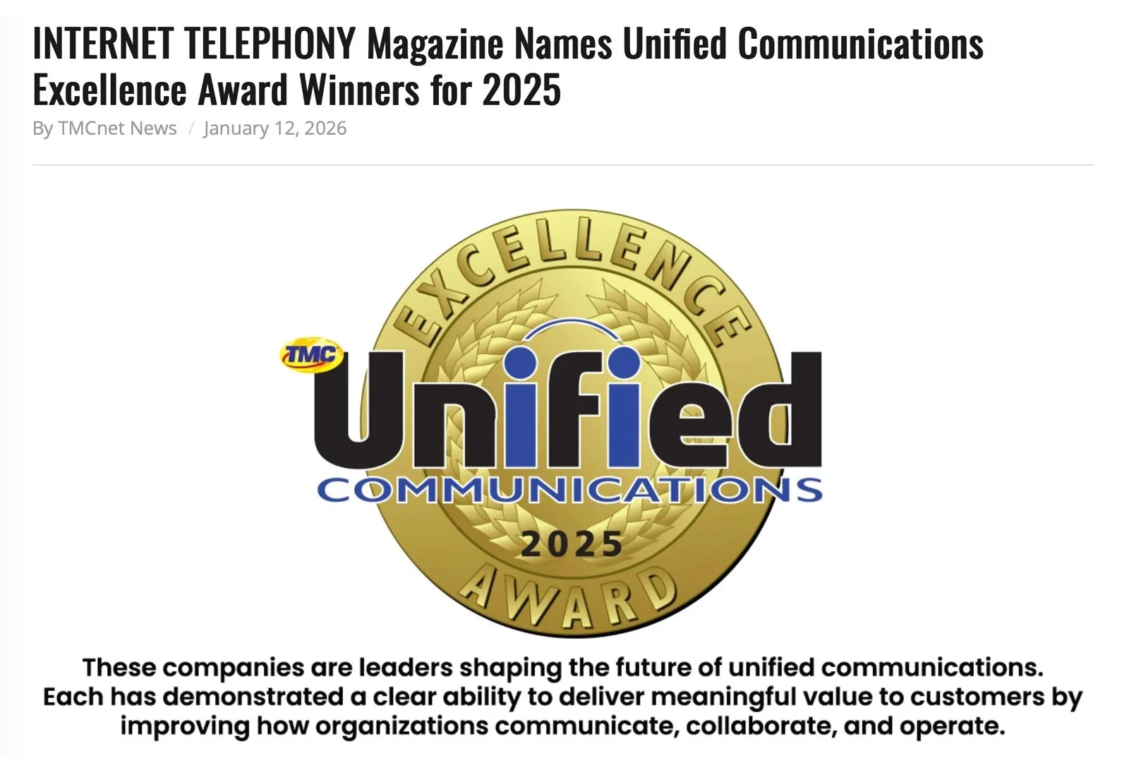 HostMy Receives 2025 Unified Communications Excellence Award from INTERNET TELEPHONY Magazine