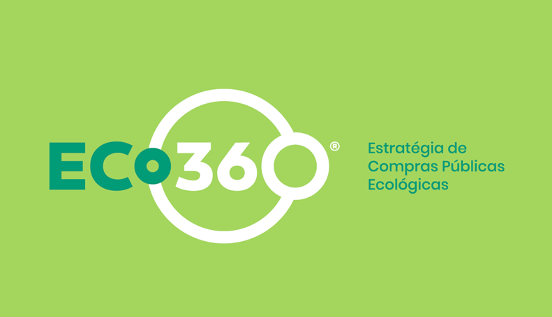 Logotipo do Eco360 com texto 'Estratégia de Compras Públicas Ecológicas' em fundo verde.