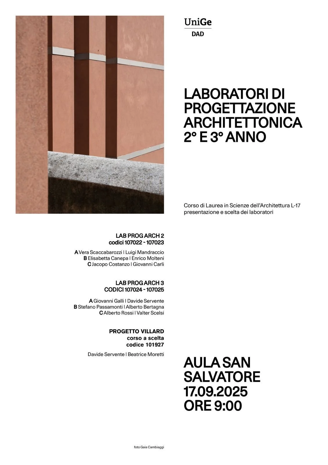 Laboratori progettazione architettonica - UniGe 2025