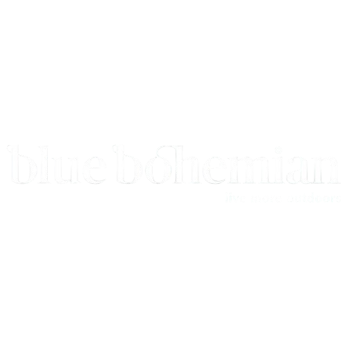 Black background with white text reading 'blue bohemian live music outdoor'.