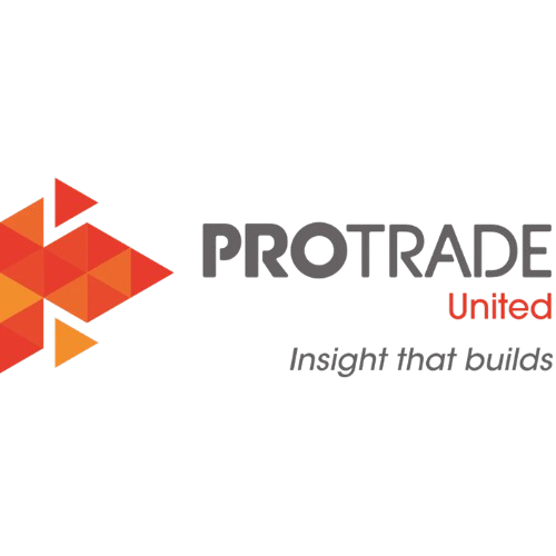 ProTrade United logo with stylized orange geometric shapes and the tagline 'a great trade'.