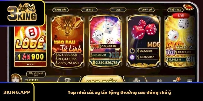Top nhà cái uy tín tặng thưởng cao đáng chú ý