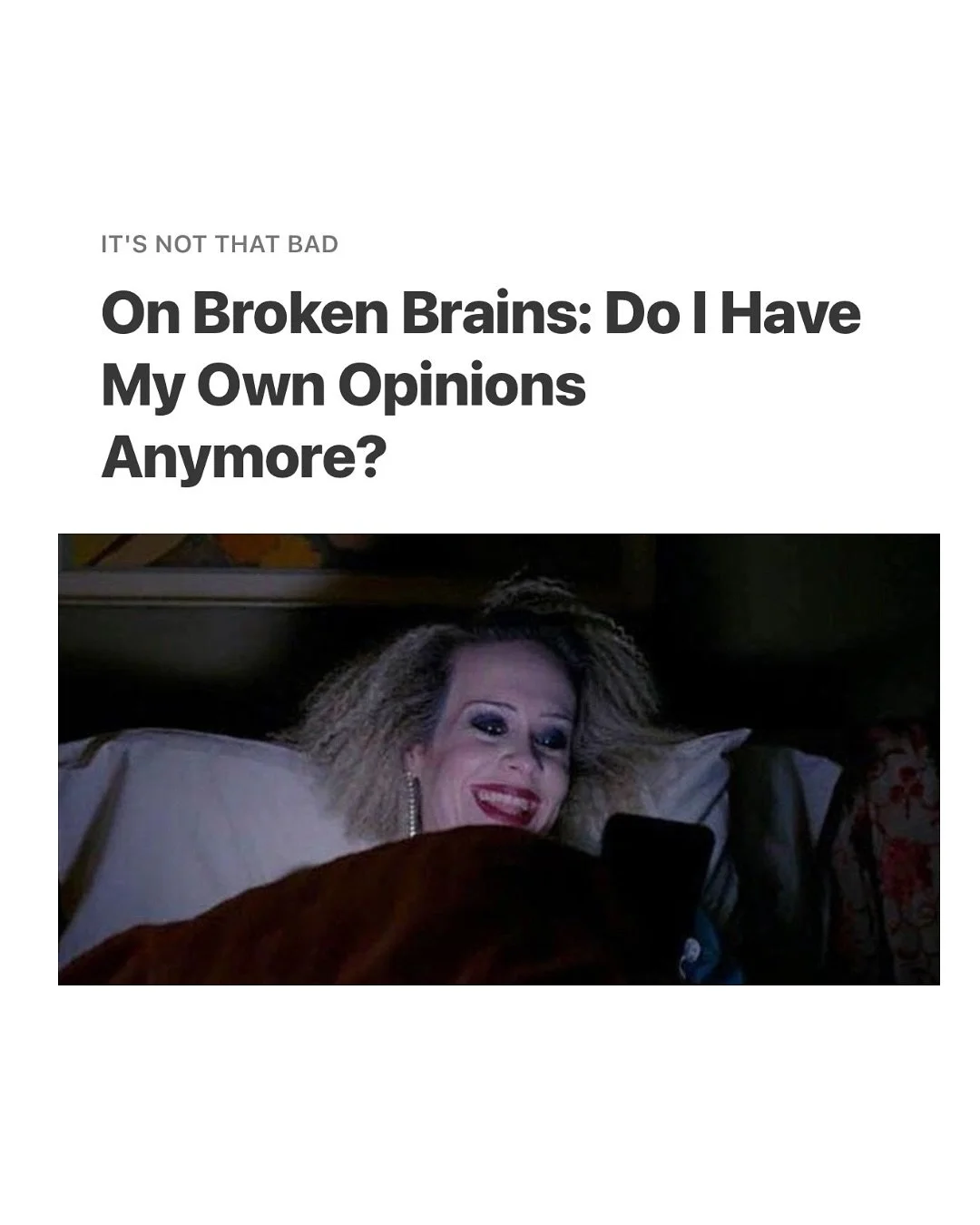 A slightly unhinged opening to my latest essay on Substack (Linked in bio) inspired by @jiatortellini&rsquo;s NYT article &lsquo;my brain finally broke.&rsquo;