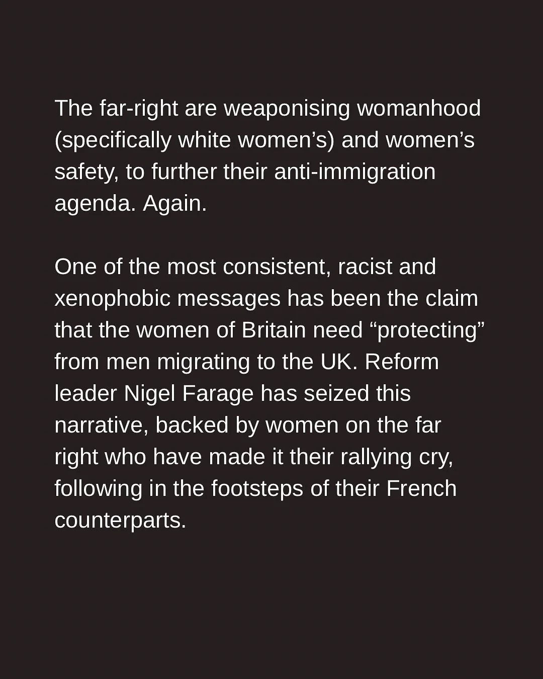 It&rsquo;s not about women&rsquo;s safety. Never was.

I wrote a piece for @glamouruk about this co-opting that you can read in full linked in my bio. 

Final slides reposted from @everyonesinvited @hatezine and @munroebergdorf