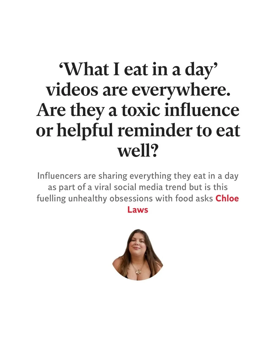 I&rsquo;ve been thinking about my relationship with &lsquo;what I eat in a day videos&rsquo; for a while, and how addicted I am to them. 

Here are some extracts for my latest piece in @the.independent where I delved into the intricacies of the conte