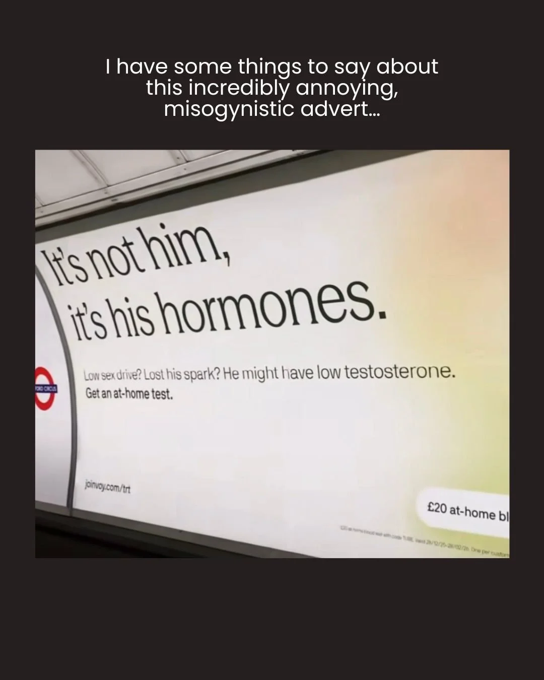 I saw a man on TikTok liken the &ldquo;too&rdquo; in this advert to the &ldquo;too&rdquo; in the #MeToo movement and it made me sit down and write this up, in annoyance.