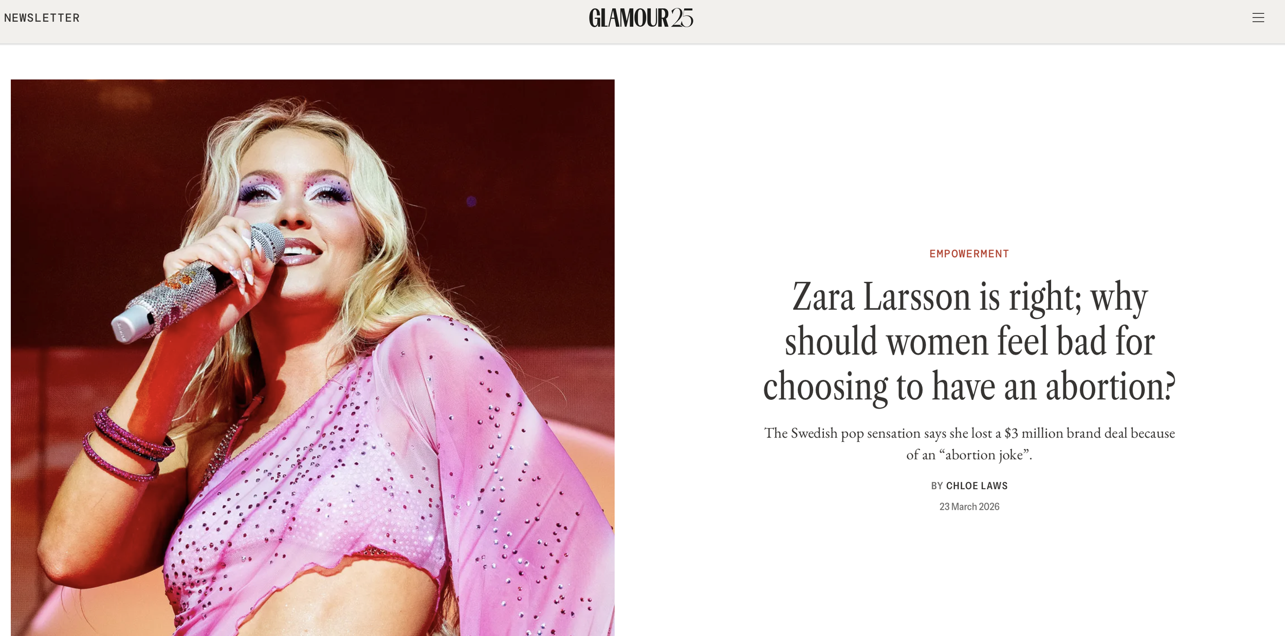 Zara Larsson is right; why should women feel bad for choosing to have an abortion?
