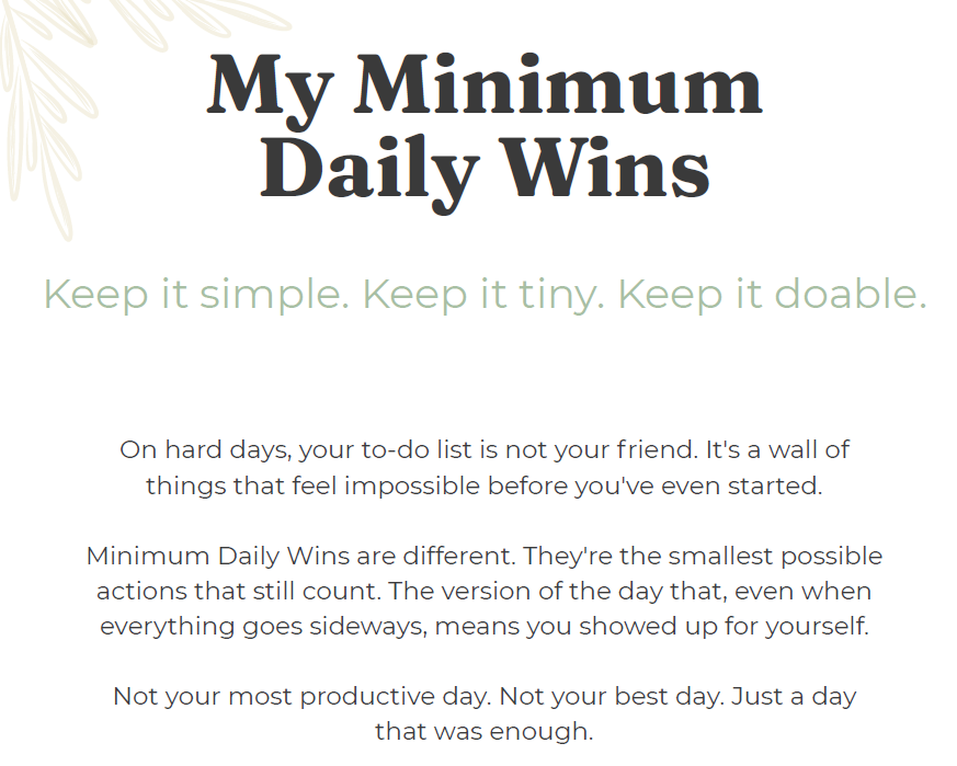 My Minimum Daily Wins