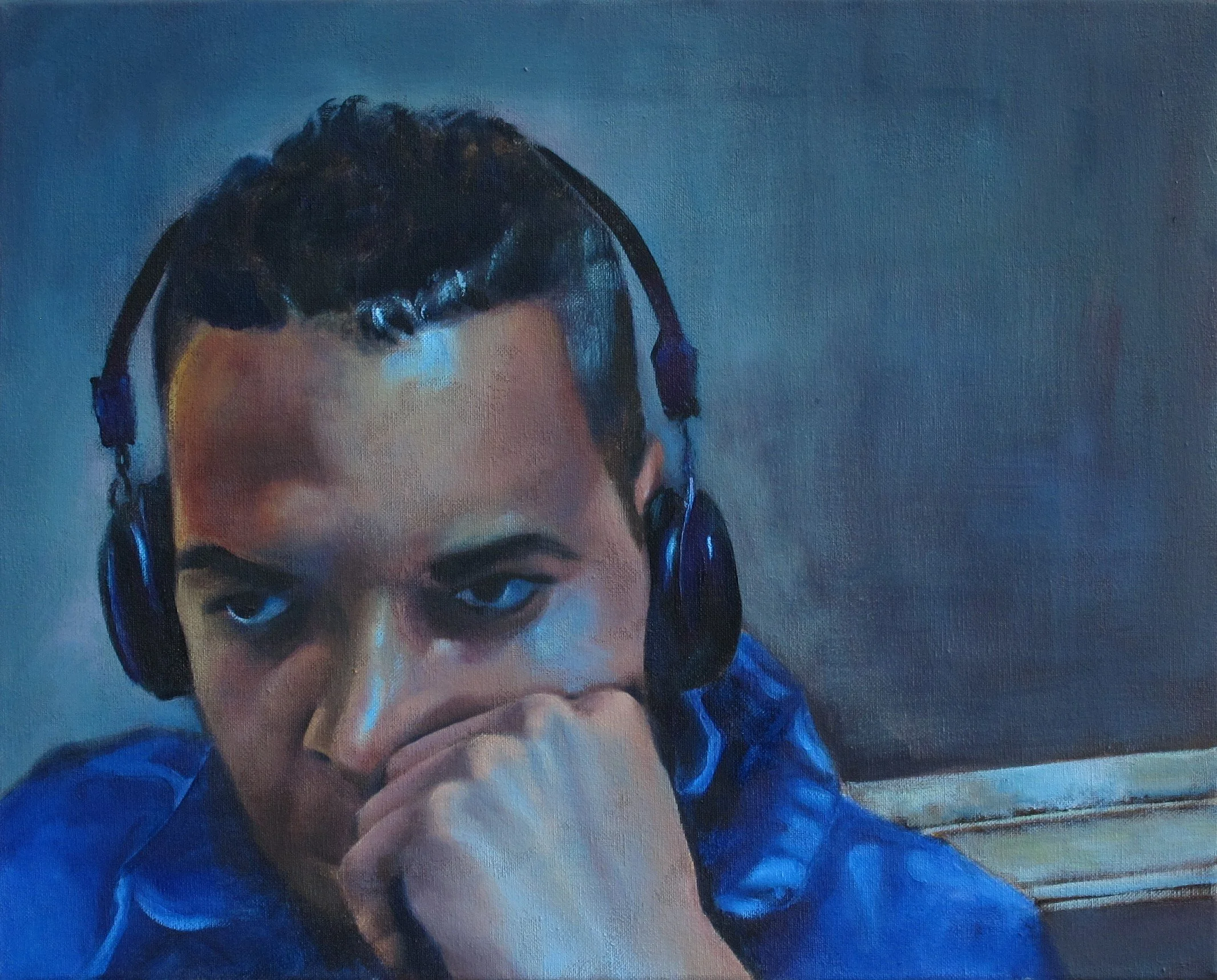 Chatroulette Portraits Angry View, 2018, 40 x 50 cm, Acrylic/oil on canvas