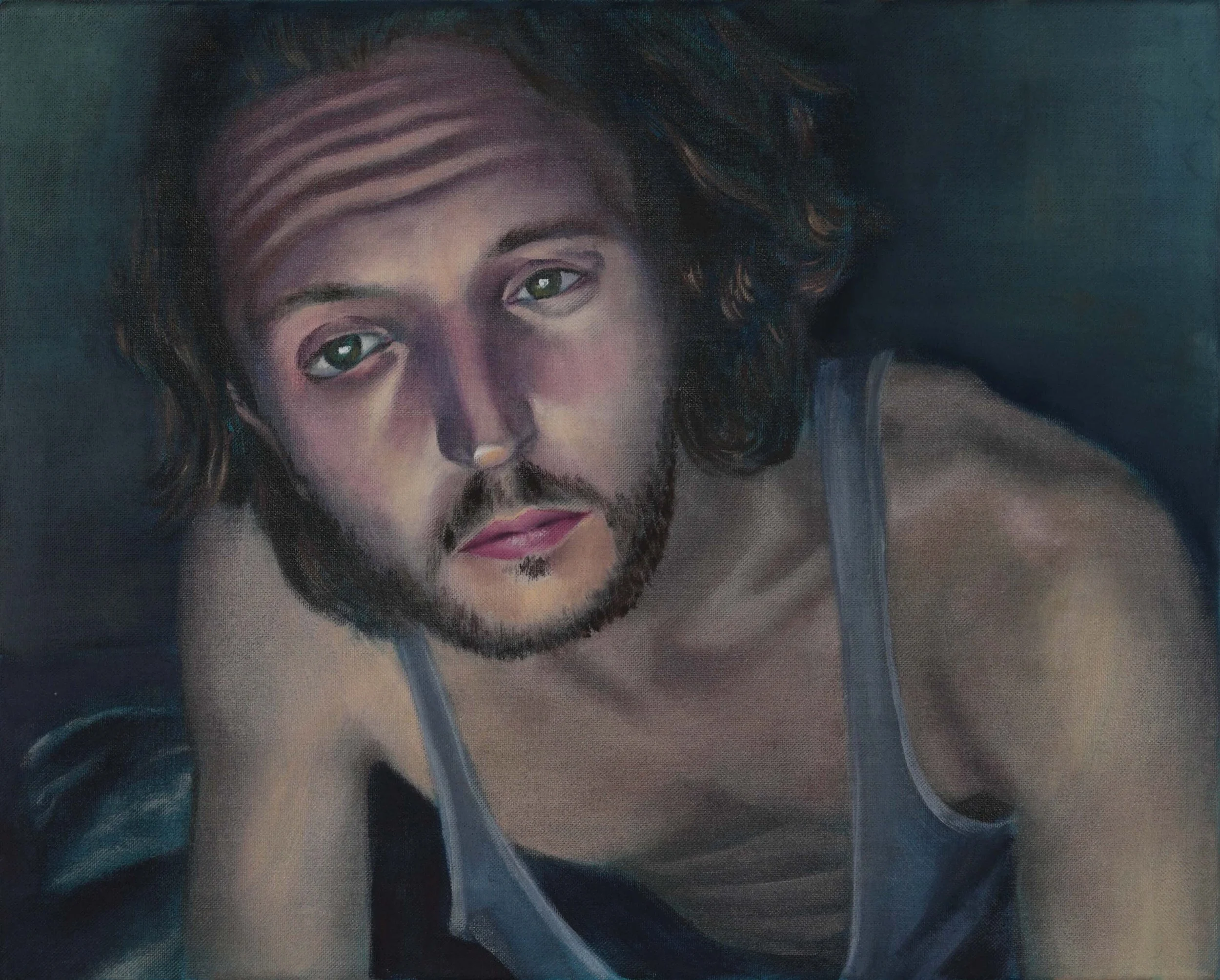 Chatroulette Portraits Raoul, 2018, 40 x 50 cm, Acrylic/Oil on canvas
