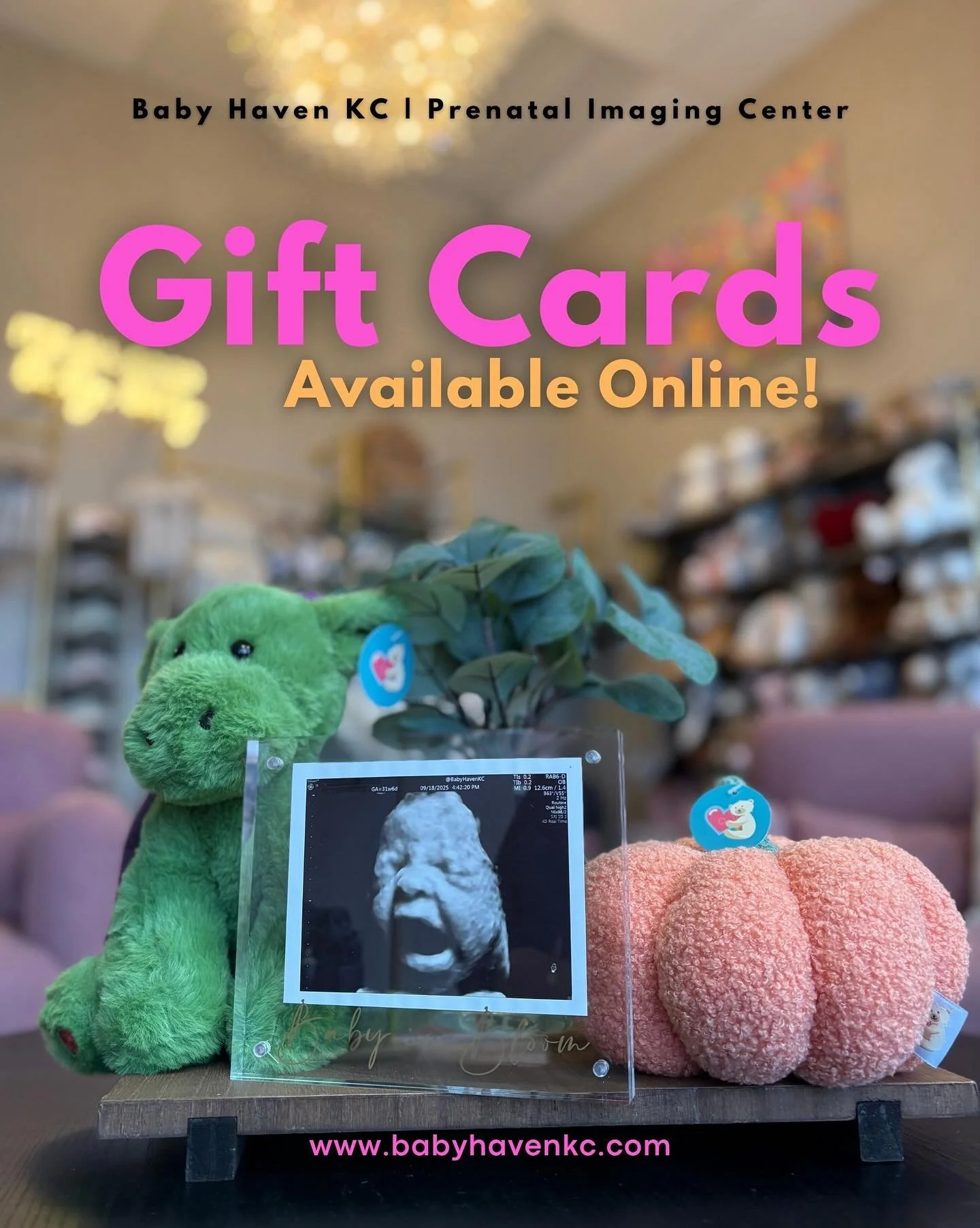 ๐GIFT CARDS AVAILABLE ONLINE!๐
This holiday season, give the gift every family will remember, a private ultrasound experience at Baby Haven KC. Our bundles make it easy to capture every stage of pregnancy, and our gift cards guarantee a profession